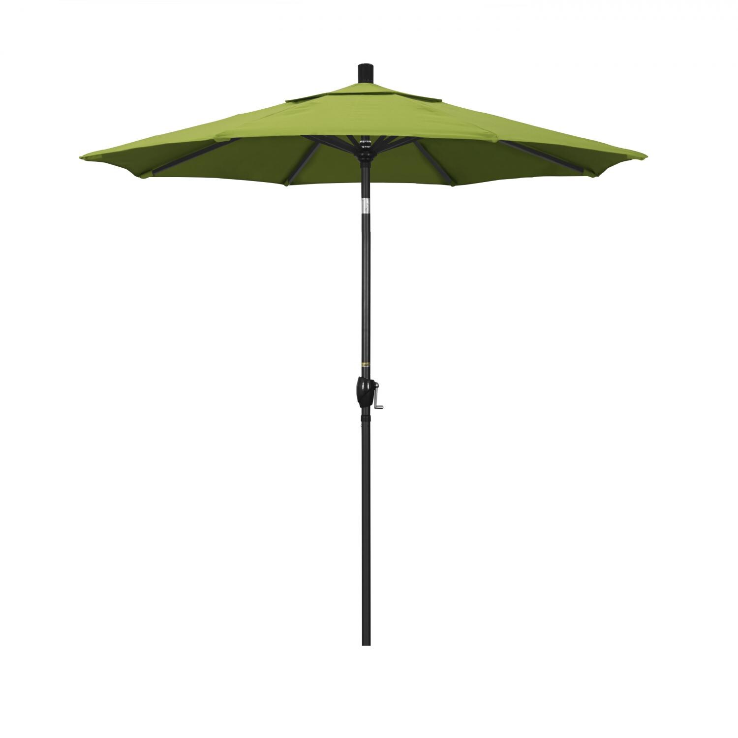 California Umbrella 7.5 Ft Octagonal Aluminum Push Button Tilt Patio Umbrella W/ Crank Lift & Aluminum Ribs - Stone Black Frame / Sunbrella Canvas Macaw Canopy thumbnail