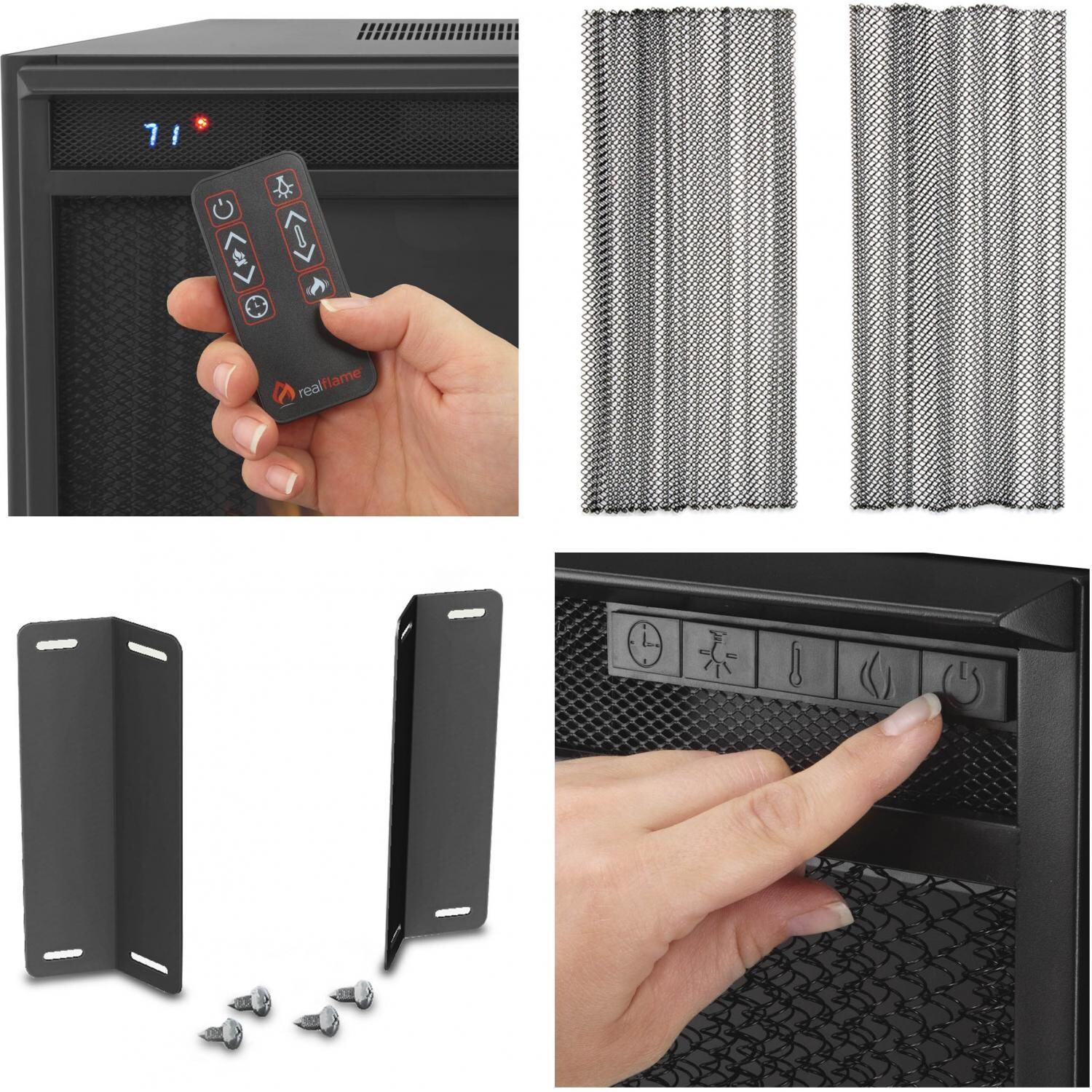 Real Flame 4099 Vivid Flame 23-Inch Electric Firebox - Remote Control, Protective Fire Screen, Mounting Hardware and Controls thumbnail