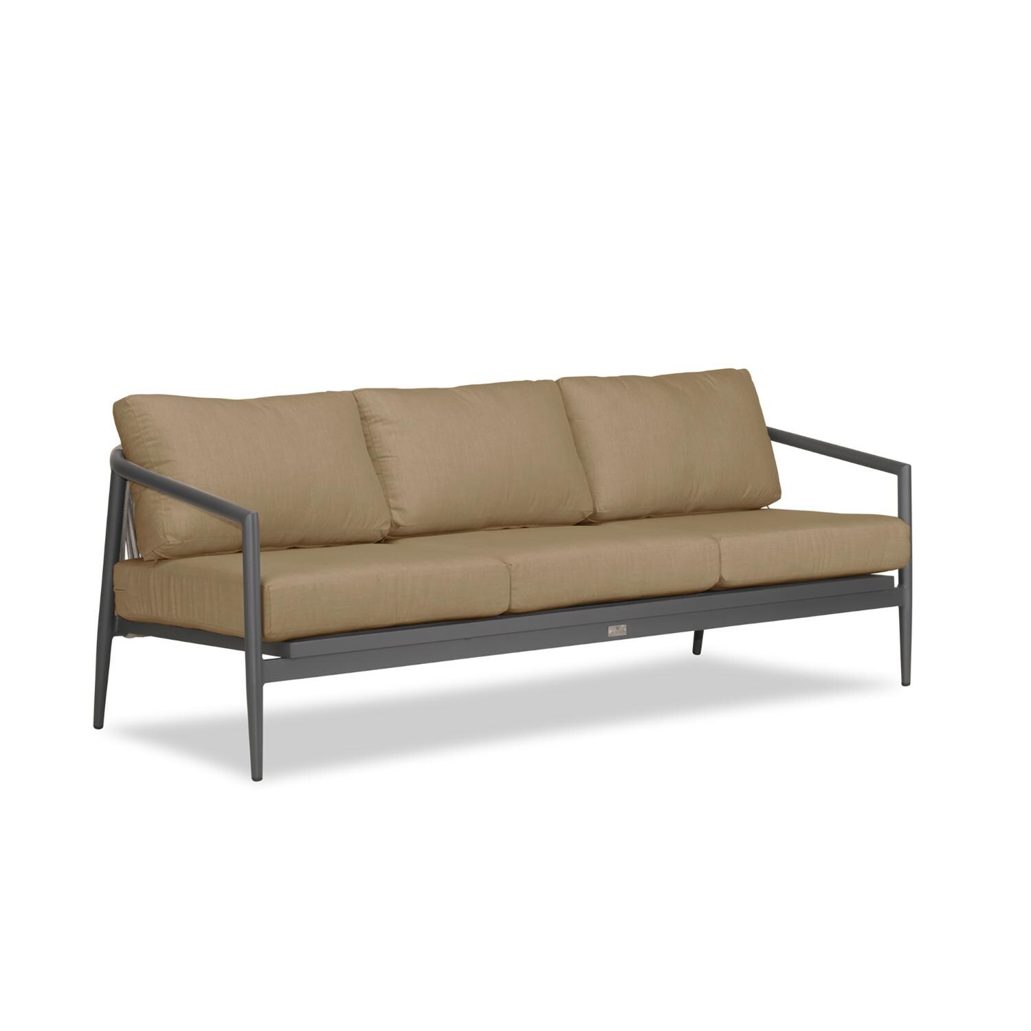 Lakeview Midnight Cove 3 Person Aluminum Sofa in Slate/Pebble Gray/Heather Beige - Angled - White Background thumbnail