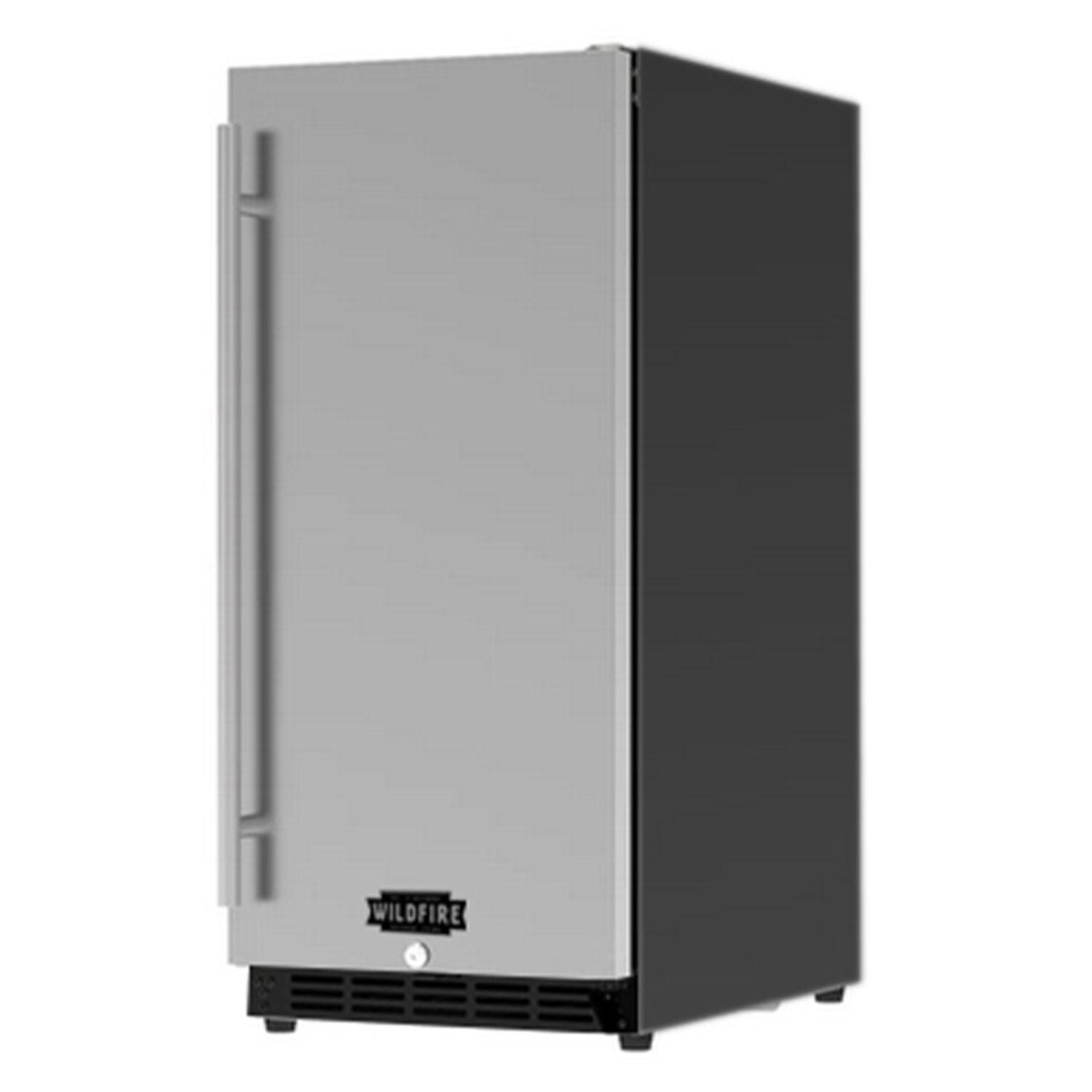 Wildfire 15 Inch SS Outdoor Refrigerator - Angled - White Background thumbnail