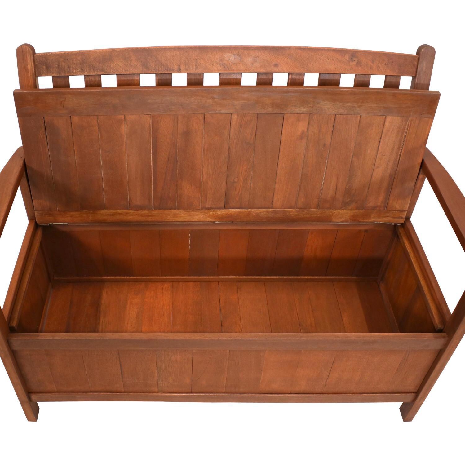 Ultimate Patio Meranti Wood 2-Seat Storage Bench W/ Teak Oil Finish - Storage Space thumbnail