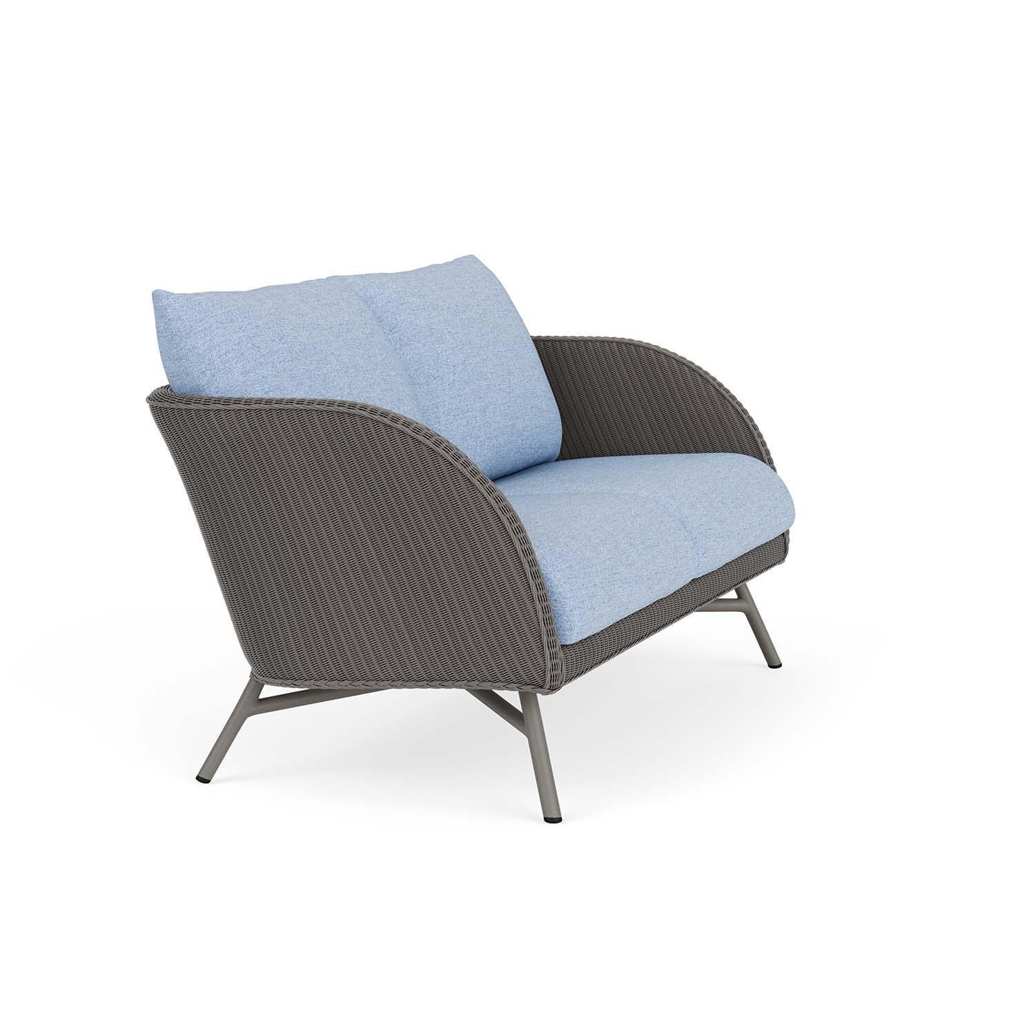 Lloyd Flanders Essence Loveseat W/Demo Skyway Fabric - Pewter Finish - Angled thumbnail