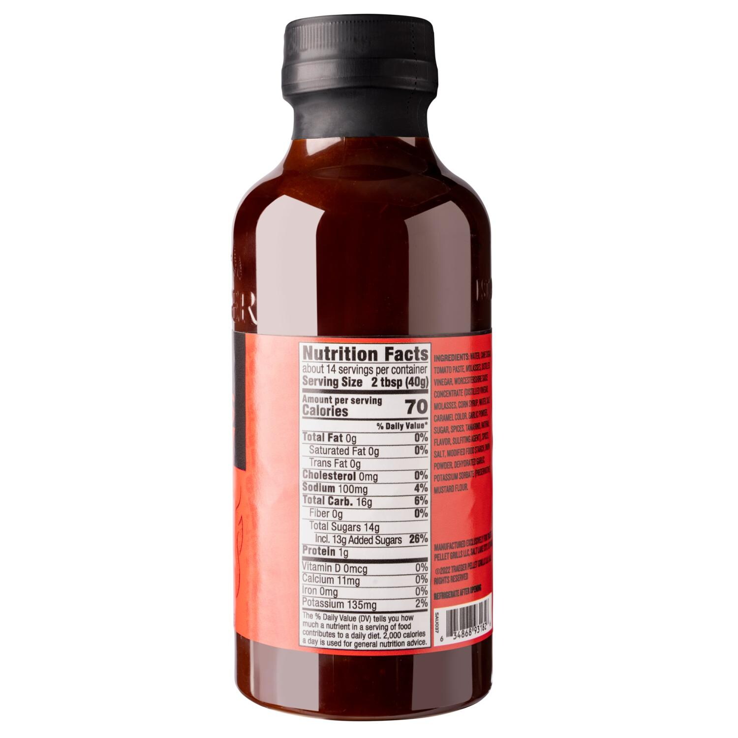 Traeger - SAU037 - Texas Spicy BBQ Sauce - Nutrition Facts - White Background thumbnail