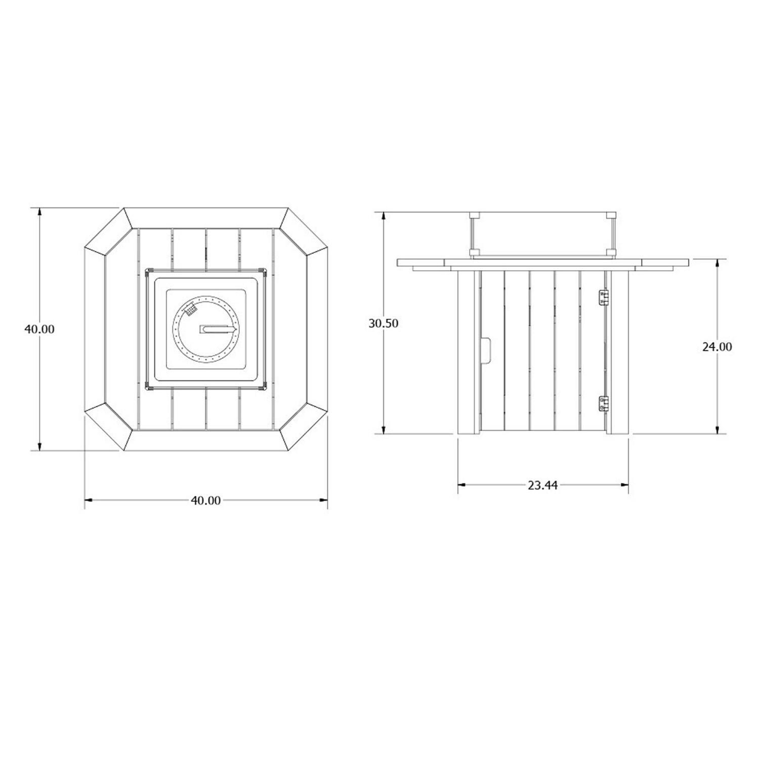 Harborview Octagonal Fire Pit Table by Lakeview Outdoor Designs - Dimensional thumbnail