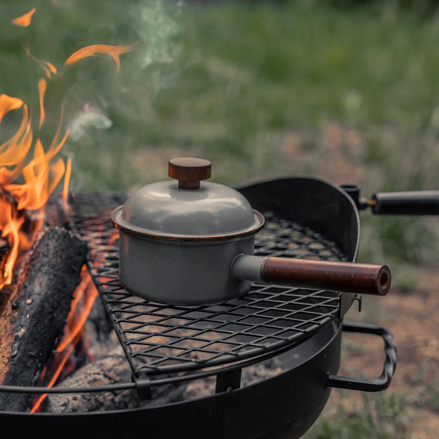 Barebones Living CKW-377 Enamel Saucepan - Slate Gray - Lifestyle thumbnail