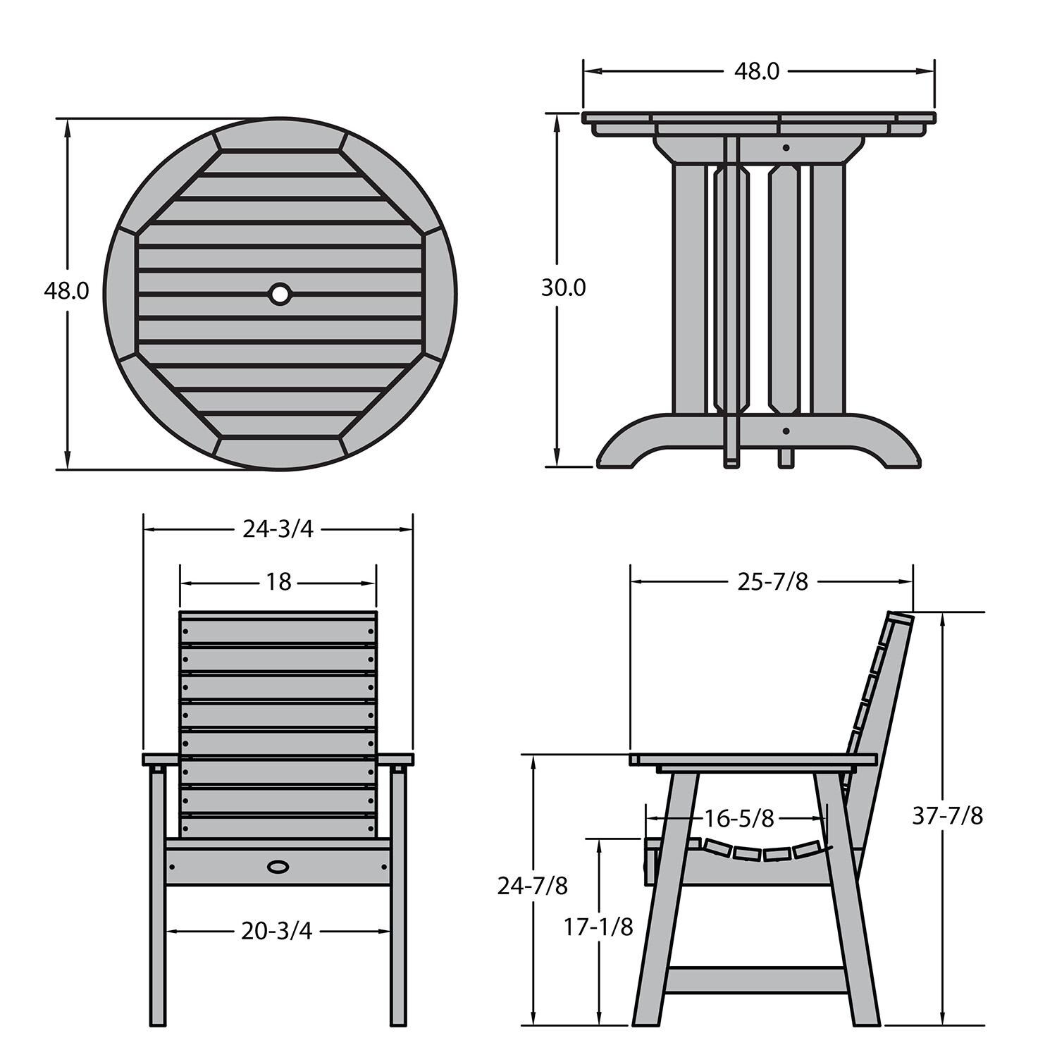 Elm Pointe 5 Pc Recycled Plastic Dining Set in Weathered Acorn by Lakeview Outdoor Designs - Dimensional thumbnail