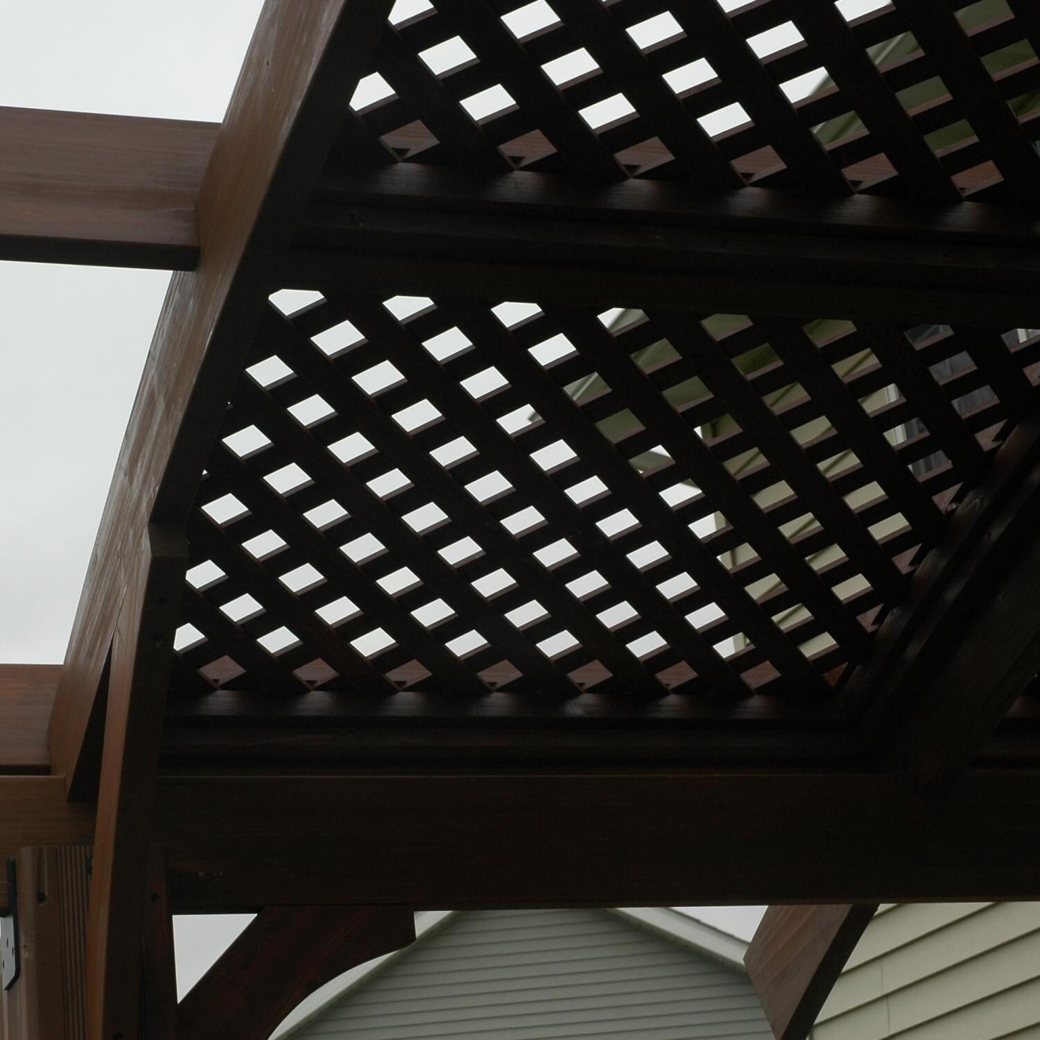 Outdoor GreatRoom Company Lattice Roof For 12 X 12 Foot Sonoma Arched Wood Pergola In Mocha Stain