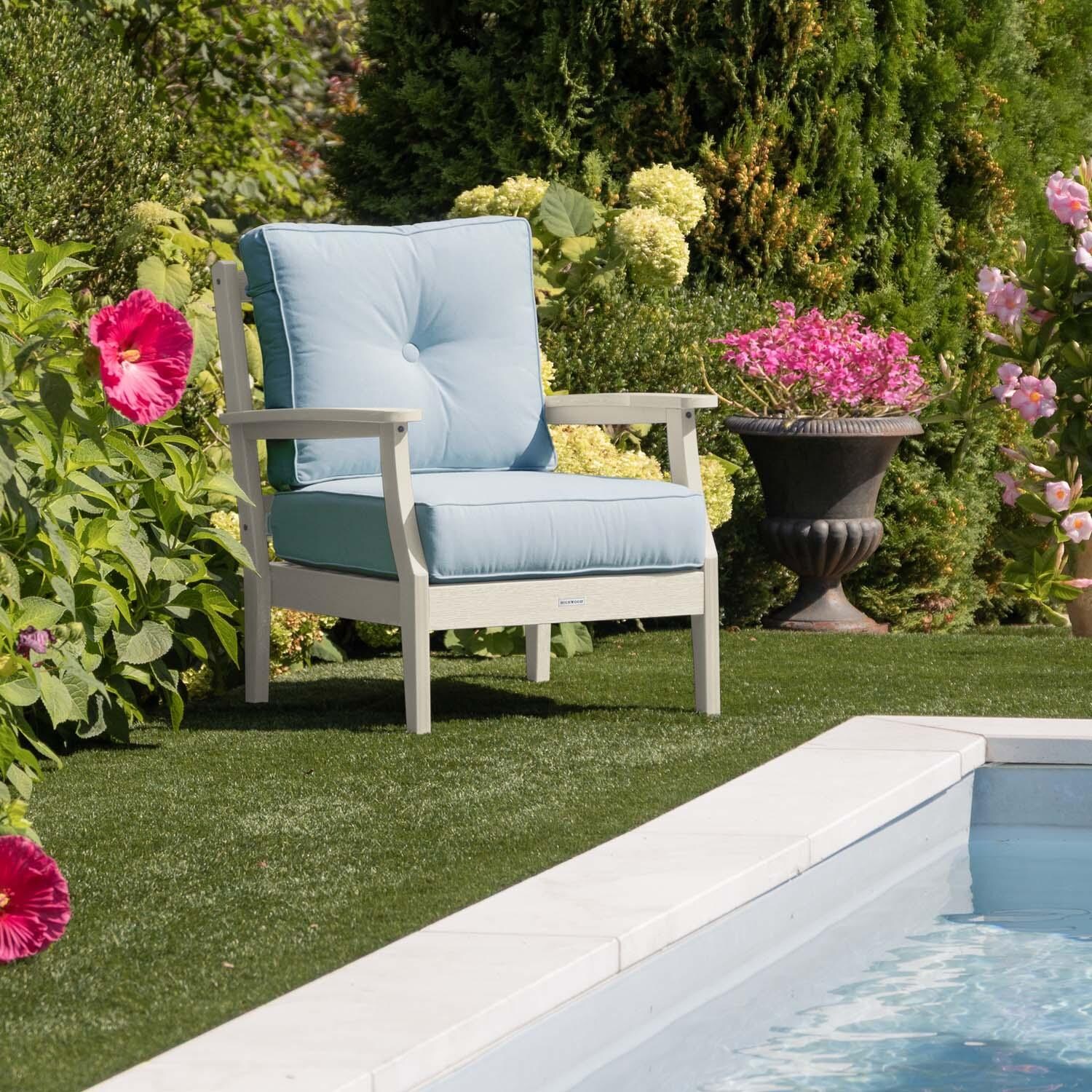 Blushing Bay Recycled Plastic Club Chair in Bliss Dew/Whitewash by Lakeview Outdoor Designs - In Garden - Lifestyle thumbnail