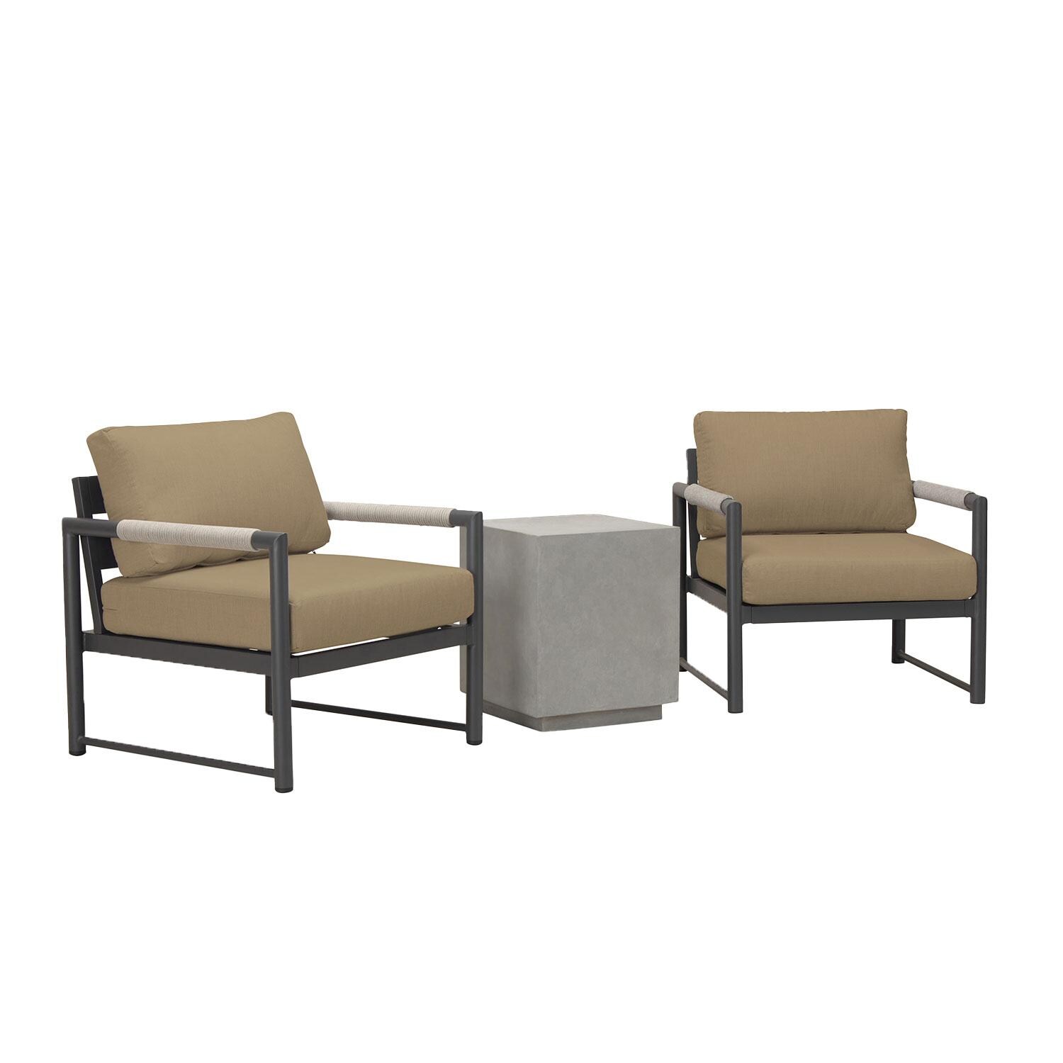 Lakeview AVEBAY-SL-PG-SET104-HB Avenue Bay Slate/Pebble Gray 3 Pc Chat Set - Heather Beige - Angled - White Background thumbnail