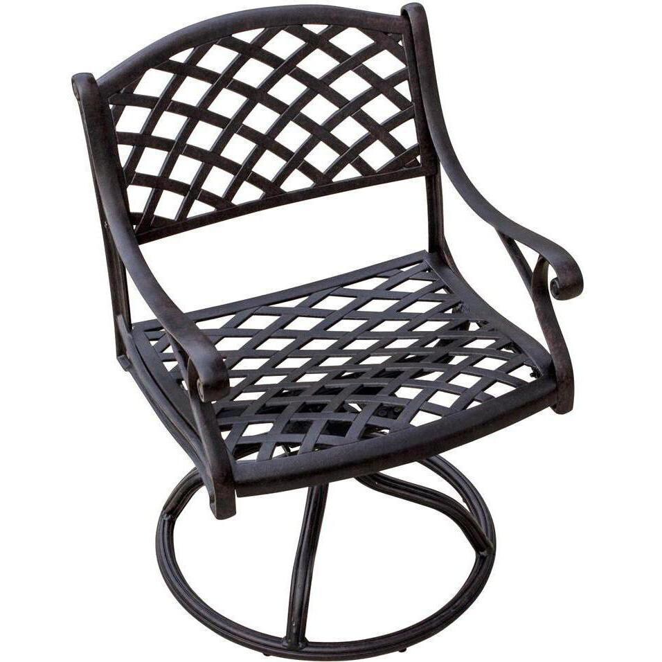 Heritage Cast Aluminum Patio Swivel Rocker Dining Chair By Lakeview
