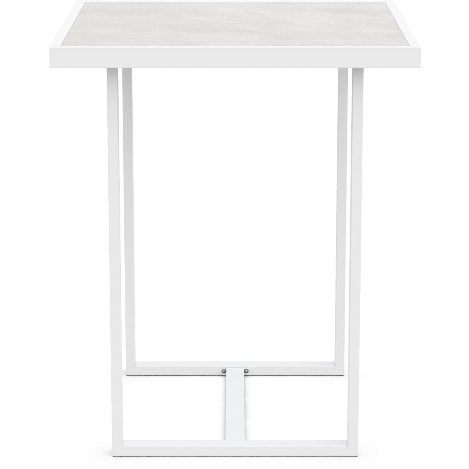 Azzurro Living Pavia 35 Inch White Aluminum Bar Table W/ Helena Dekton Top - Side - White Background thumbnail