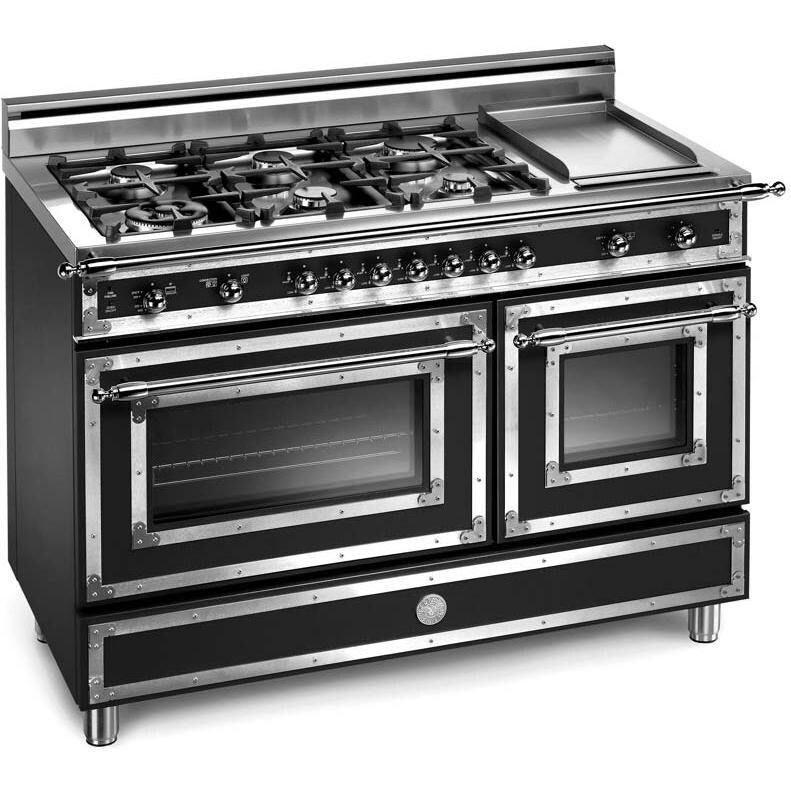 Bertazzoni Ranges 48 Inch Natural Gas 4 0 Cu Ft Black Range Bertazzoni 48 Inch Range H486gggvne Full View