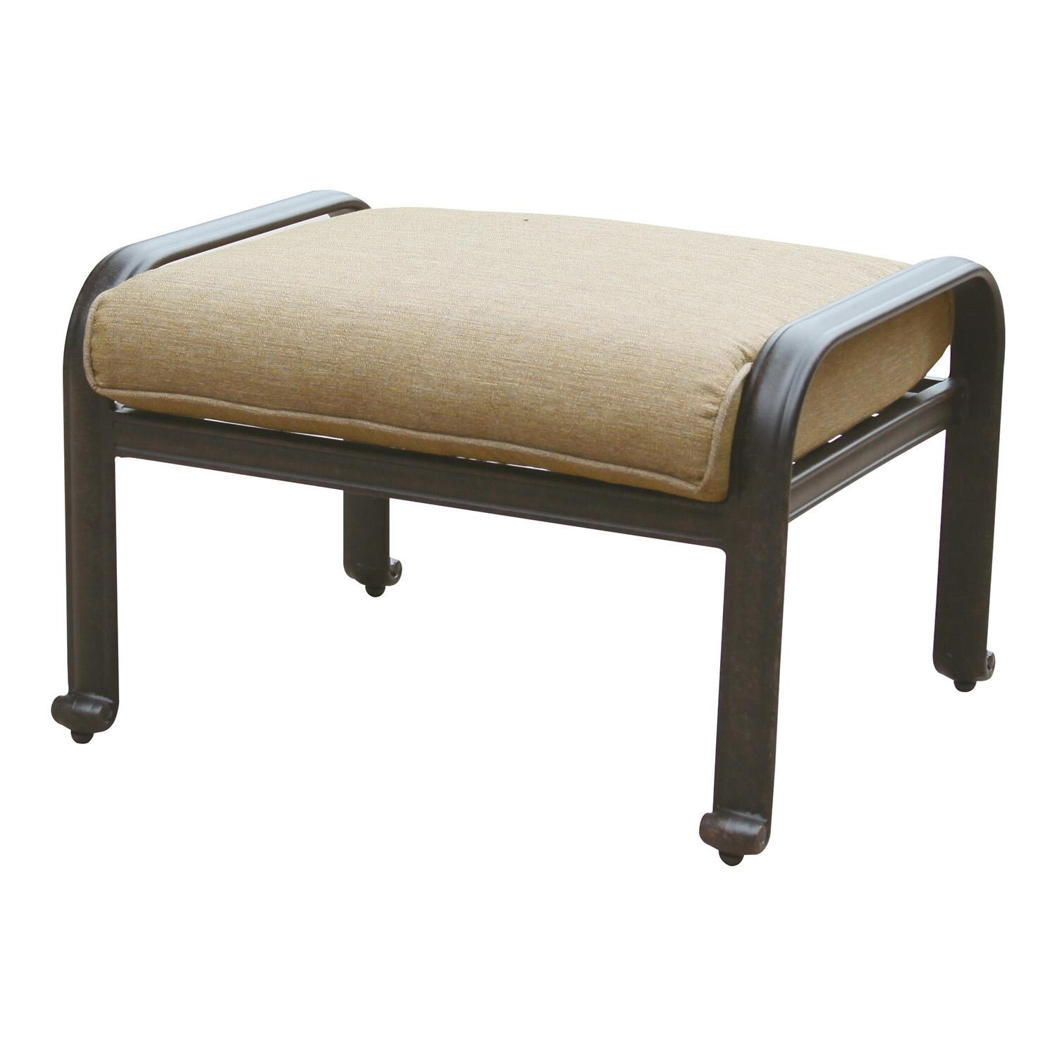 Elisabeth 6 Pc Cast Aluminum Loveseat Seating Set w/ Coffee Table in Antique Bronze by Darlee - Ottoman - Detail thumbnail