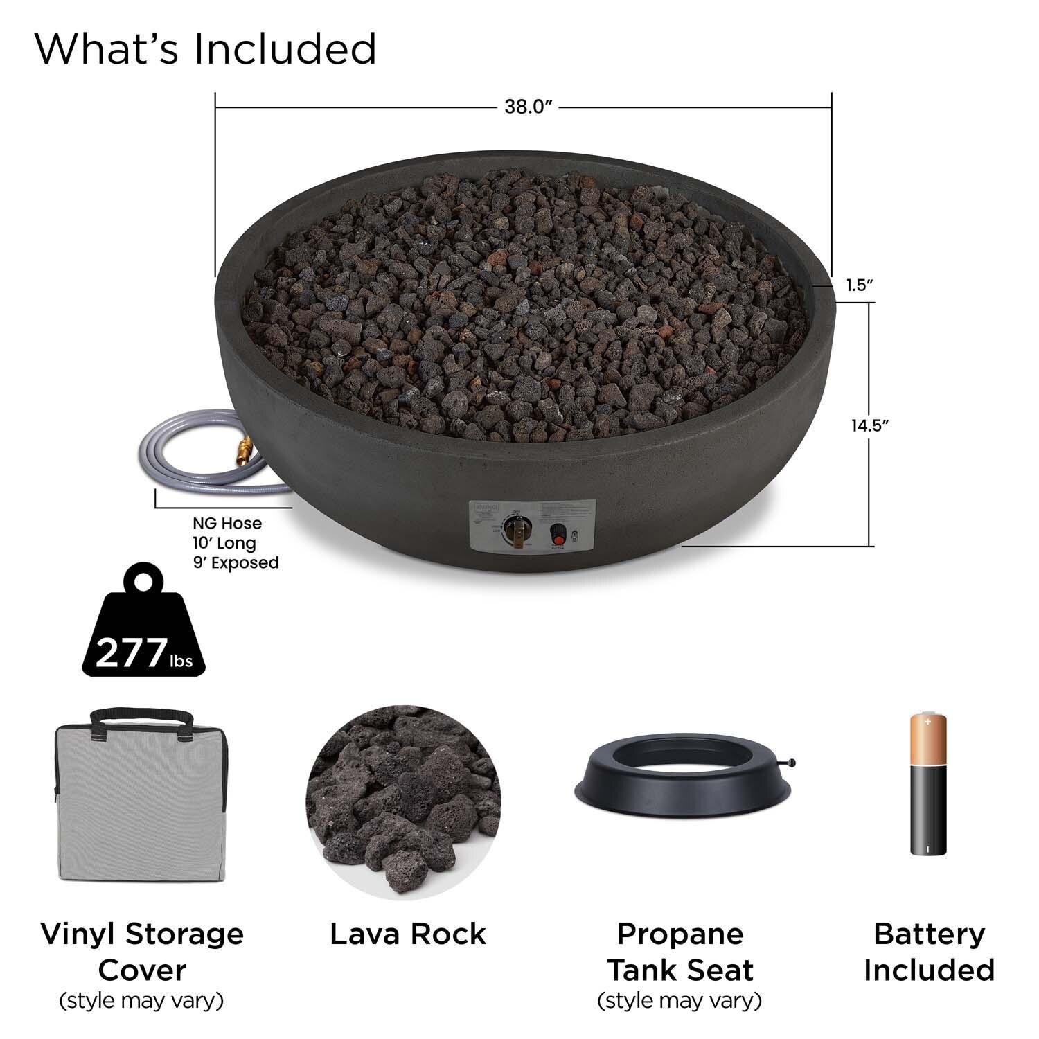 Grand Lake 38 Inch Round Concrete Natural Gas Fire Bowl in Gray by BBQGuys Signature - Included thumbnail