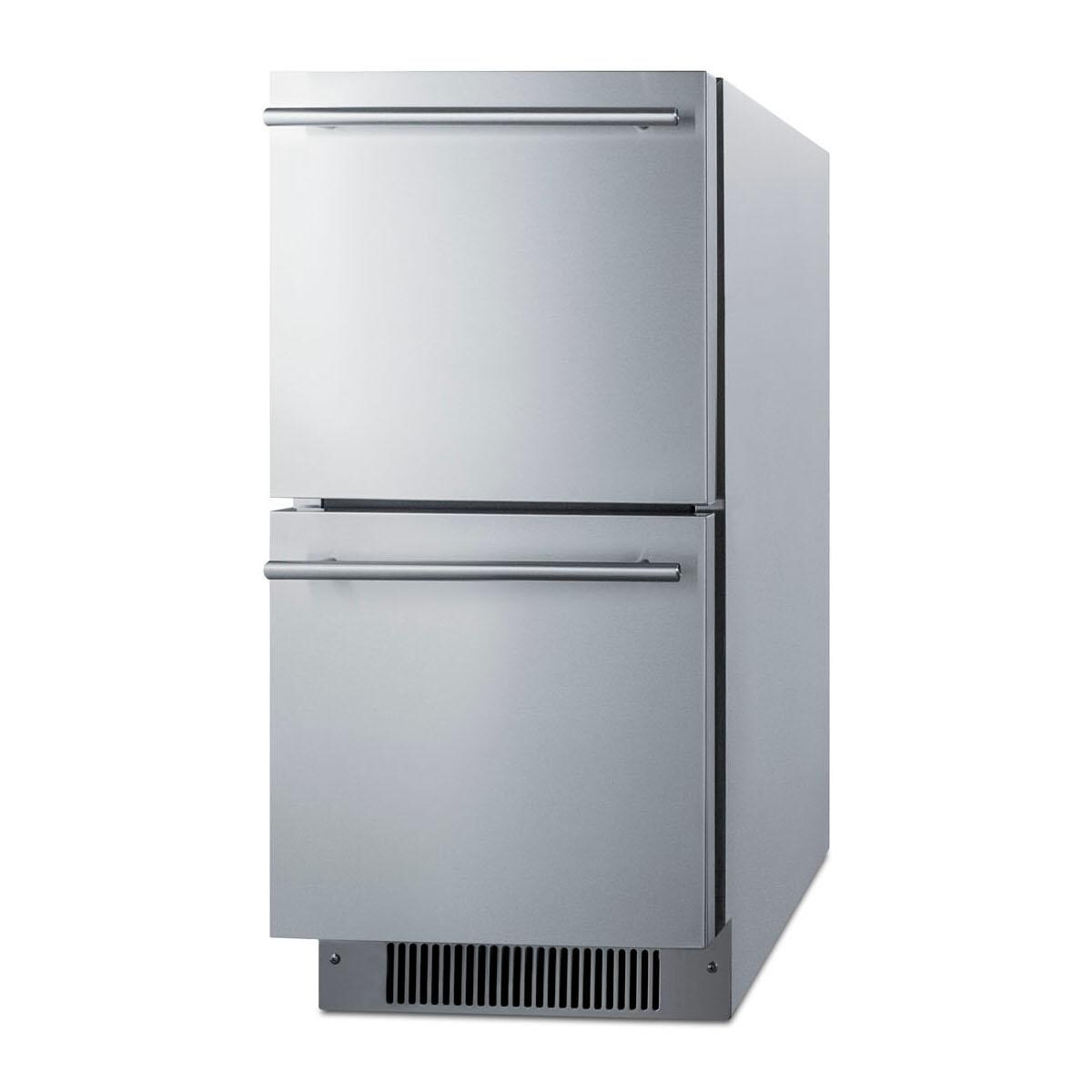 Summit ADRD15OS 15-Inch 2.8 Cu. Ft. ADA Compliant Outdoor Double Drawer Compact Refrigerator - Side View thumbnail