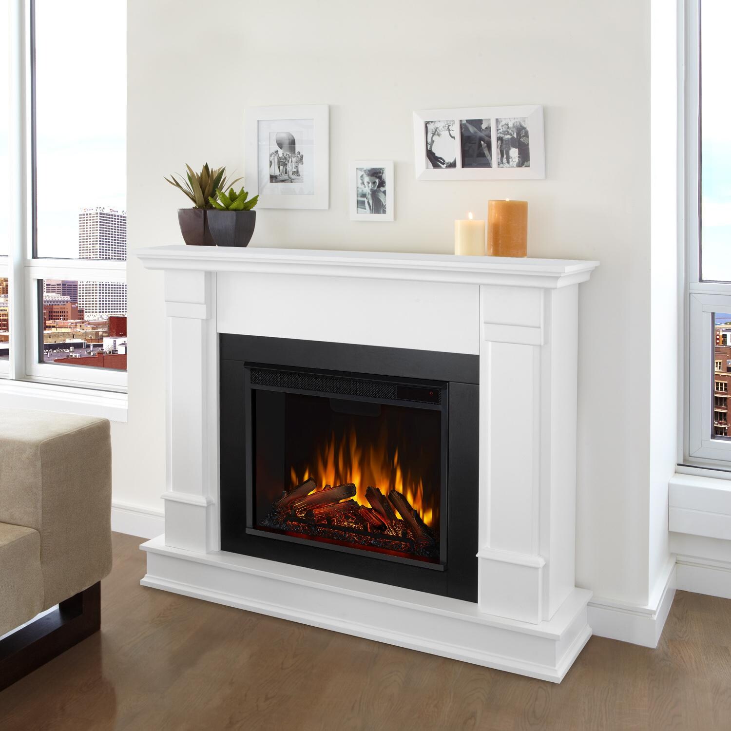 Real Flame - G8600E-W - Silverton 48-Inch Electric Fireplace With Mantel - White thumbnail