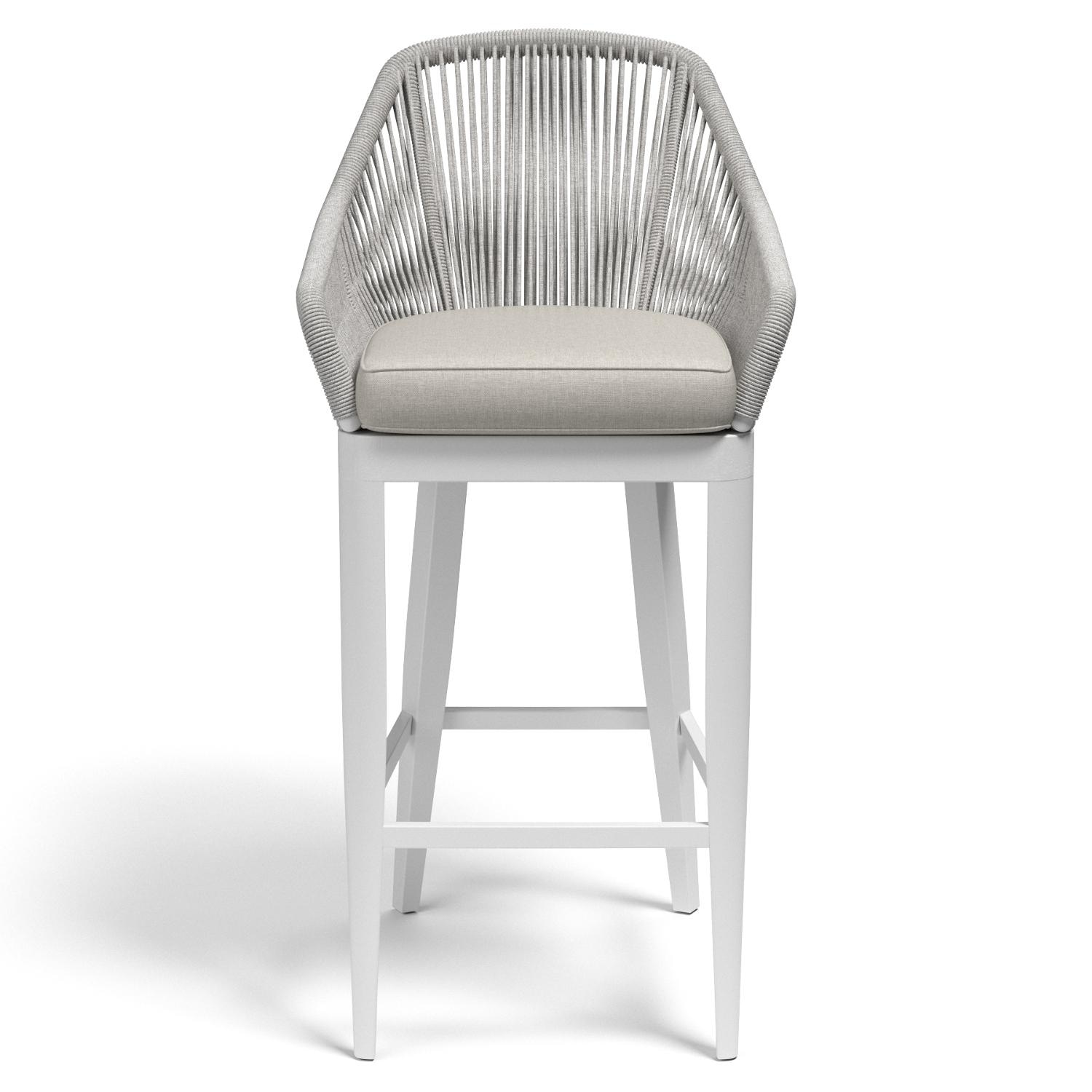 Sunset West - 4401-7B-57005 - Miami Olefin Rope & Aluminum Patio Barstool W/ Sunbrella Echo Ash Cushion - Front View thumbnail