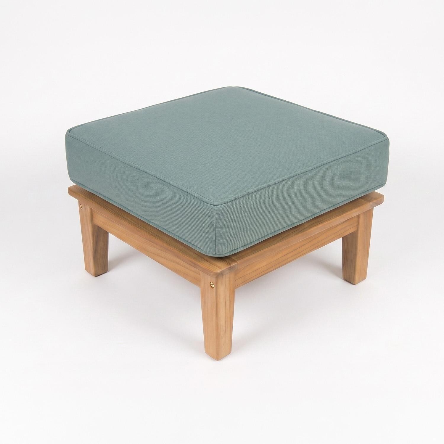 Royal Teak Collection Miami 2 Pc Teak Seating Set w/ Ottoman in Canvas Spa - Ottoman - White Background thumbnail
