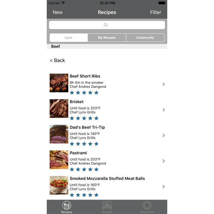 Lynx Sonoma 30-Inch Stainless Steel Built-In/Countertop Gas Smoker - iPhone App Recipe List thumbnail