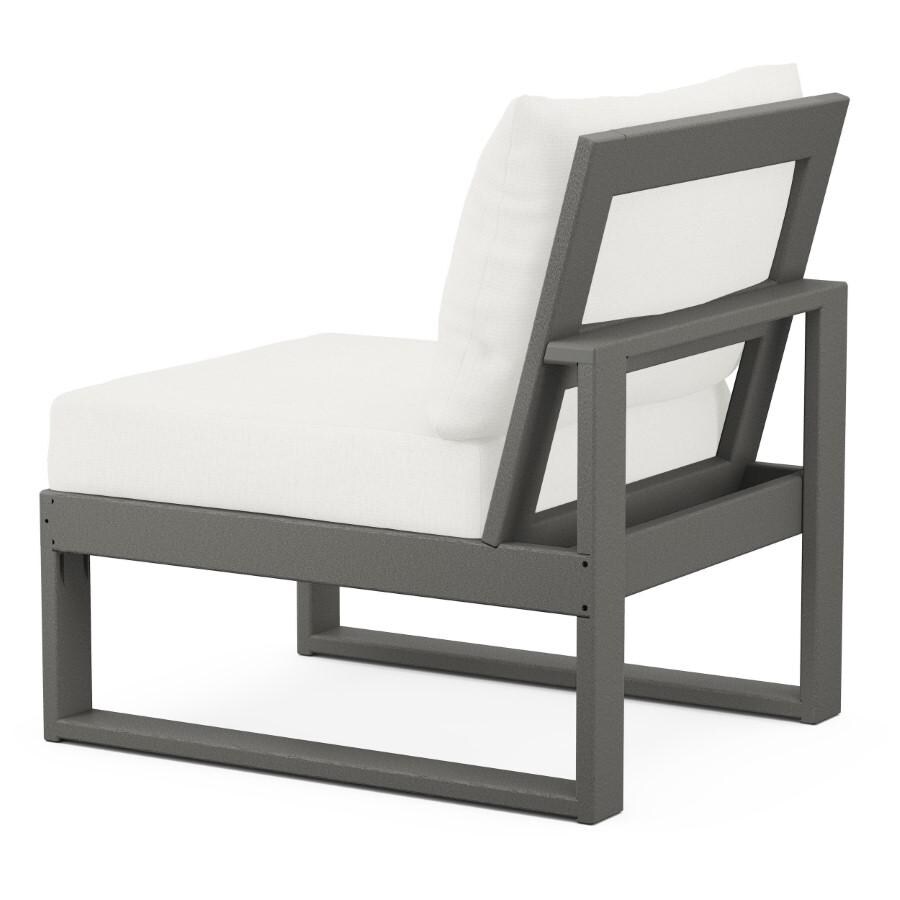 POLYWOOD Modular Armless Chair in Slate Grey / Natural Linen - Back thumbnail