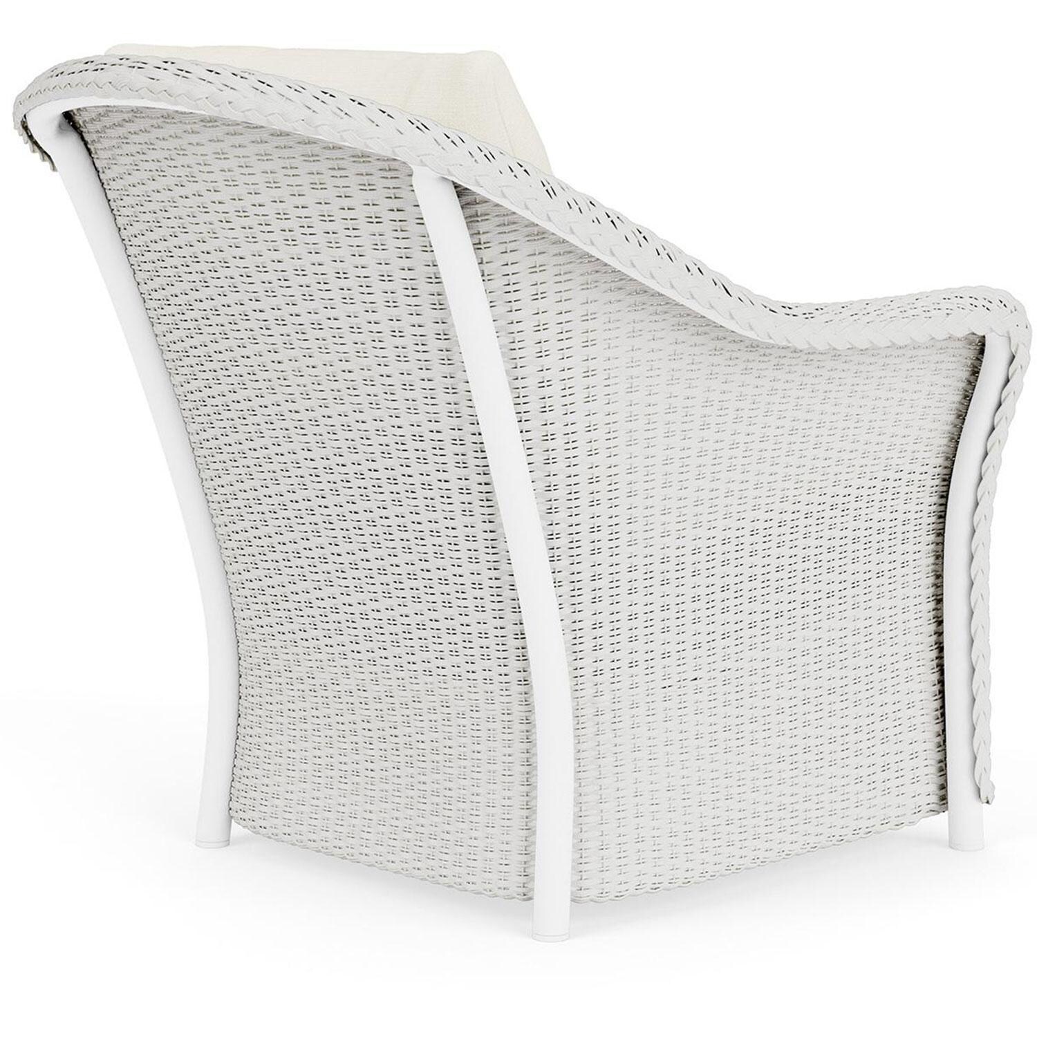 Lloyd Flanders Weekend Retreat Lounge Chair in Matte White Finish W/ Sailcloth Salt Fabric - Back Right thumbnail