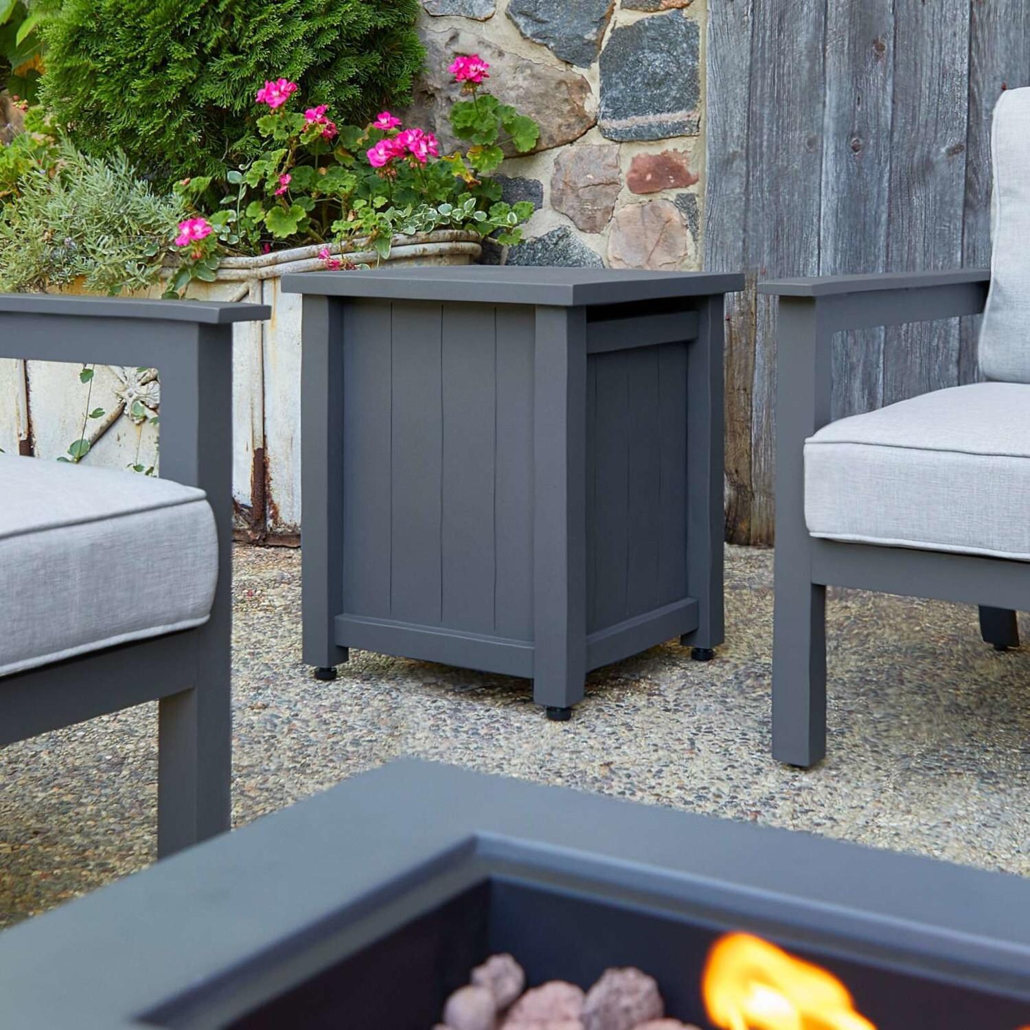 Lakeview Cabin Way 5-Piece Conversation Set W/ 50-Inch Propane Fire Pit, Seating & Tank Cover - Tank Cover