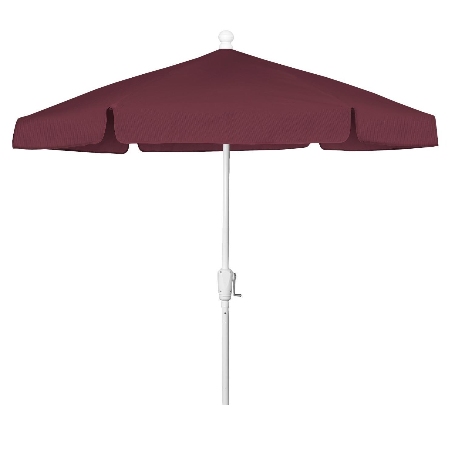 FiberBuilt 7.5 Ft Aluminum Market Patio Umbrella With Crank Lift - Burgundy thumbnail