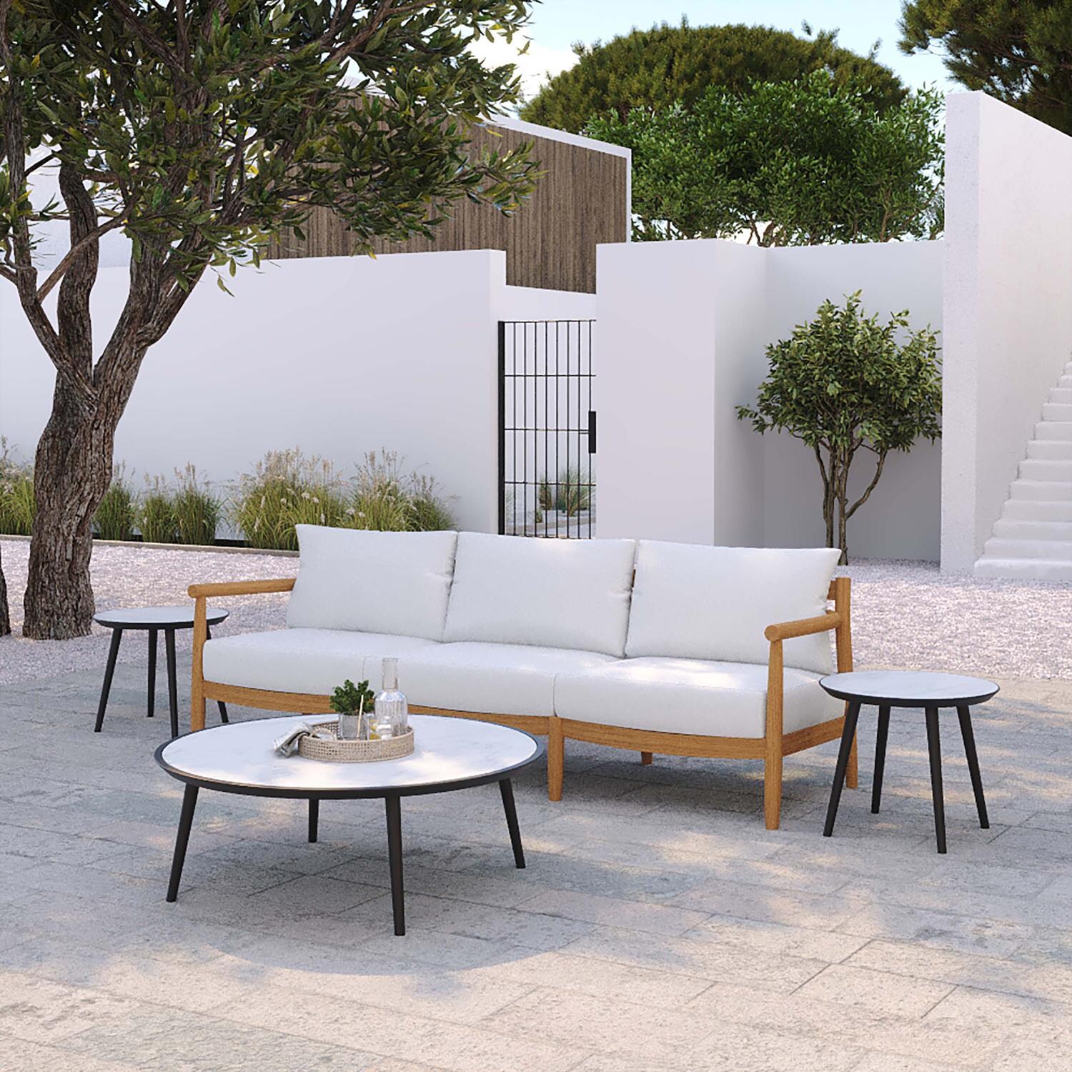 Lido 4 Pc Teak Seating Set in Bliss Linen by Oxford Garden