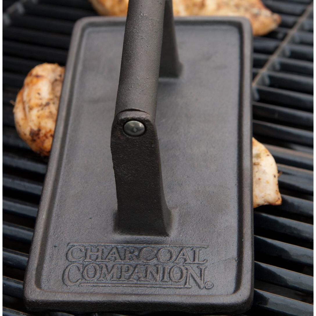 4 X 8-Inch Cast Iron Rectangular Grill Press - In-Use thumbnail