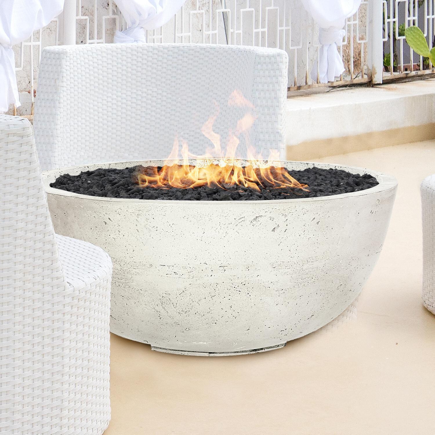 Moderno 1 39-in Round Glass Fiber Reinforced Concrete Natural Gas Fire Bowl in Natural by Prism Hardscapes- Lifestyle thumbnail