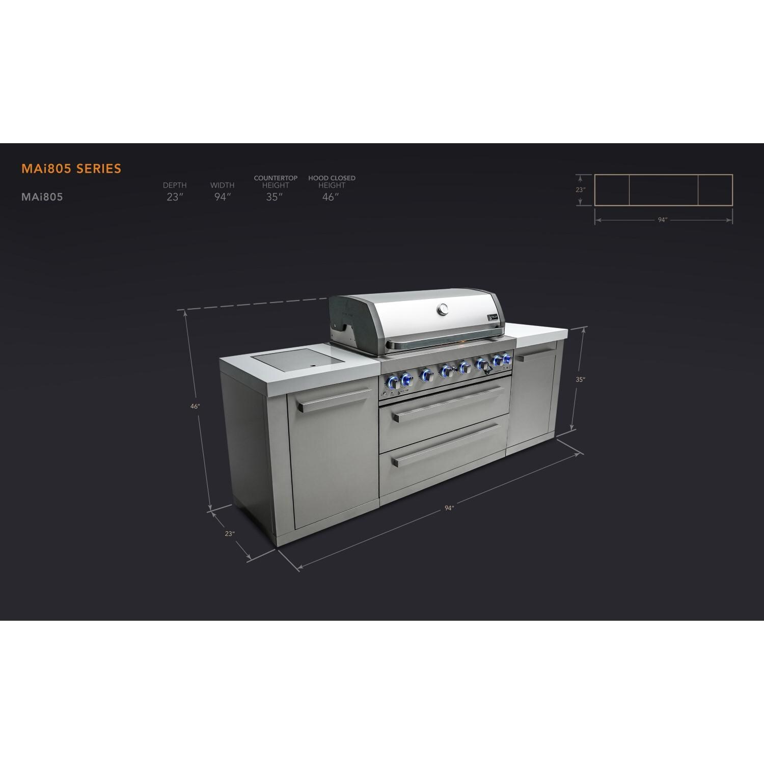 Mont Alpi - MAi805 - Grill Island - Stainless Steel - Dimensional thumbnail