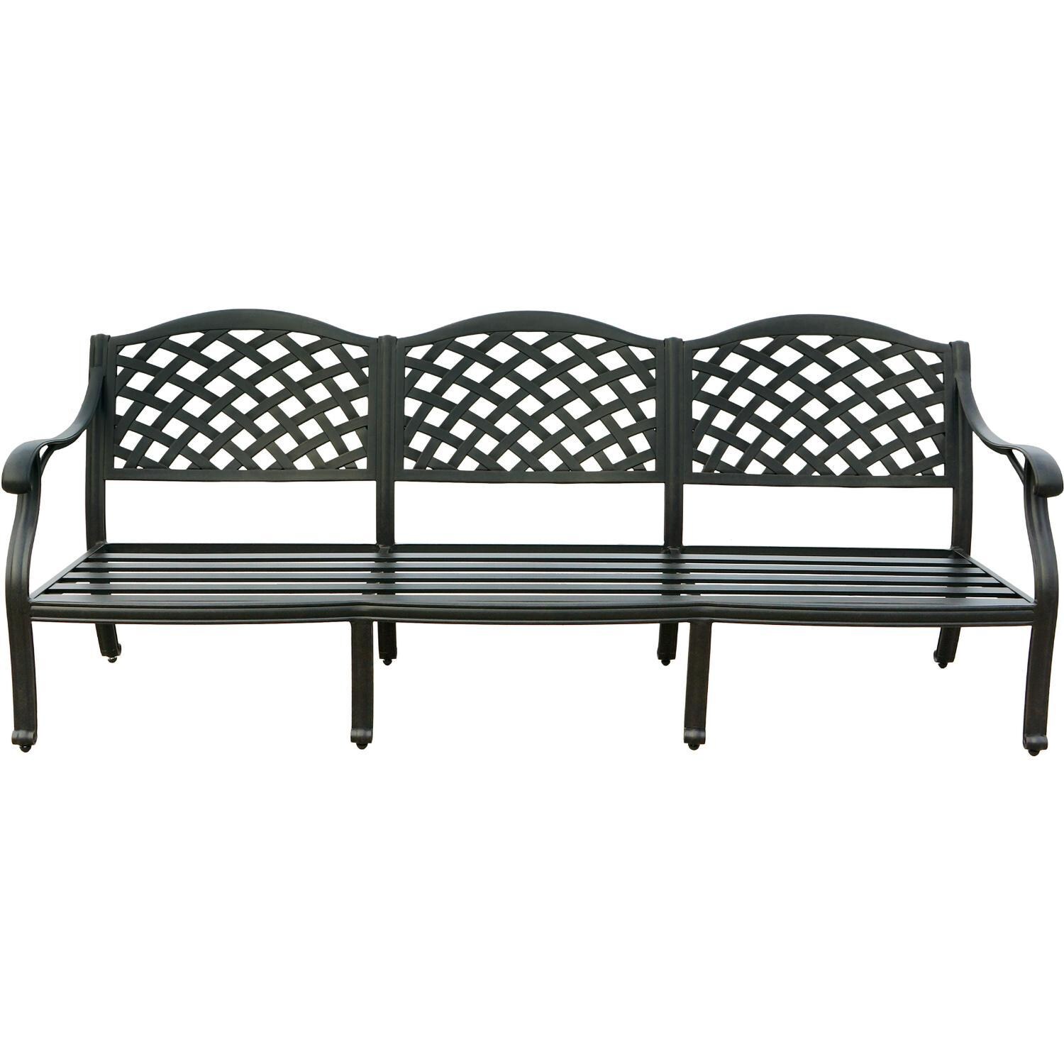 Darlee Nassau 4-Piece Patio Sofa Conversation Set (with 2 Swivel Rocker Club Chairs) with Cushions and 31 X 46 Inch Oval Coffee Table - Sofa - White Background thumbnail