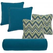 Outdoor Throw Pillow Set By Lakeview Outdoor Designs - Sunbrella Fischer Lagoon, Sunbrella Spectrum Peacock image