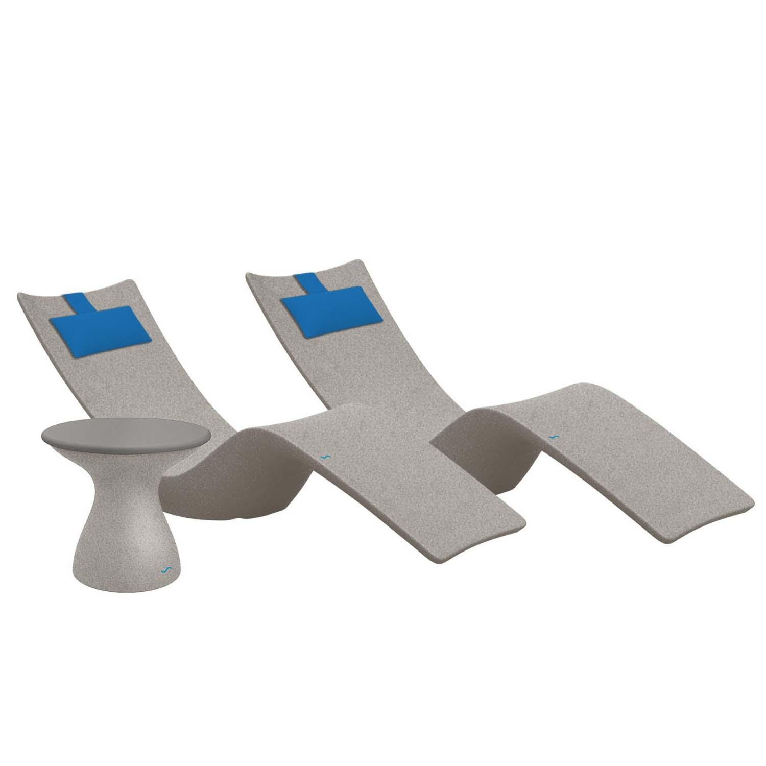 Ledge Lounger Autograph Chaise Lounge (Set of 2) W/Side Table - Sandstone W/Gray Lid & Capri Pillow - White Background thumbnail