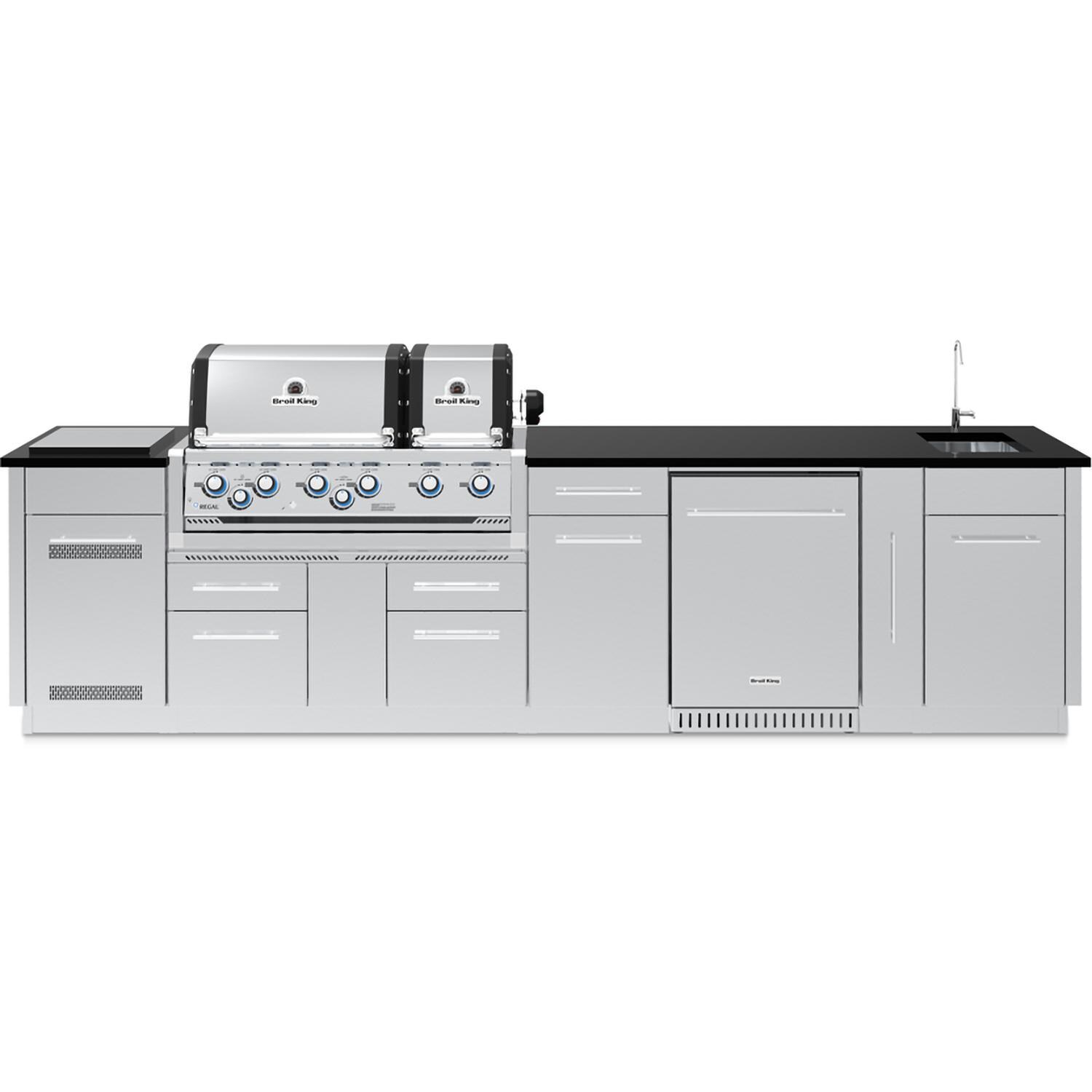 Broil King Imperial S 690iH 12 3/4 Ft Outdoor Kitchen Island w/ Propane 6 Burner Grill