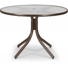 Telescope Casual 42 Inch Round Aluminum Patio Dining Table With Glass Top - Textured Beachwood