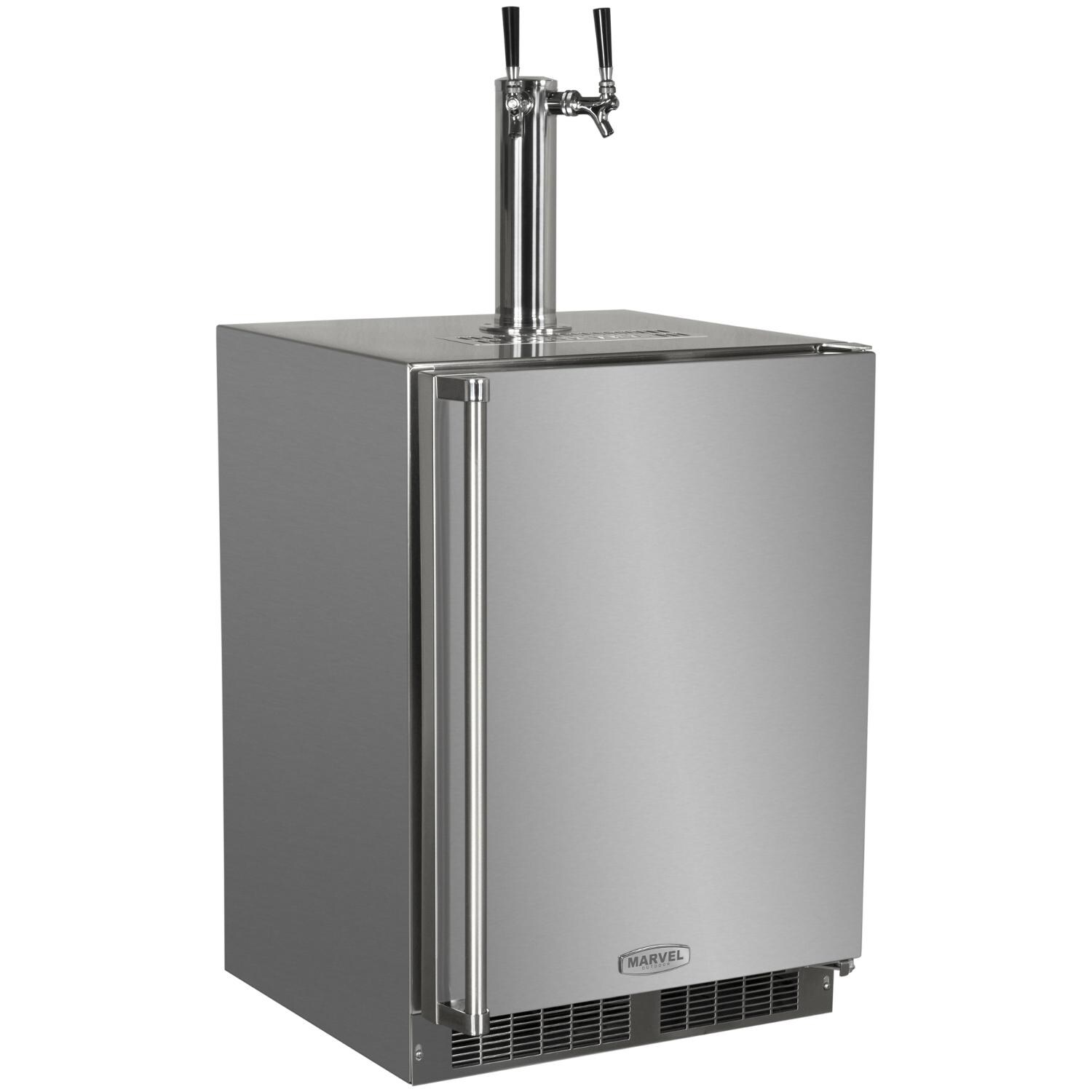 Marvel 24-Inch 5.7 Cu. Ft. Right Hinge Built-in Outdoor Rated Twin Tap Beer Dispenser - Stainless Steel - MO24BNS2RS
