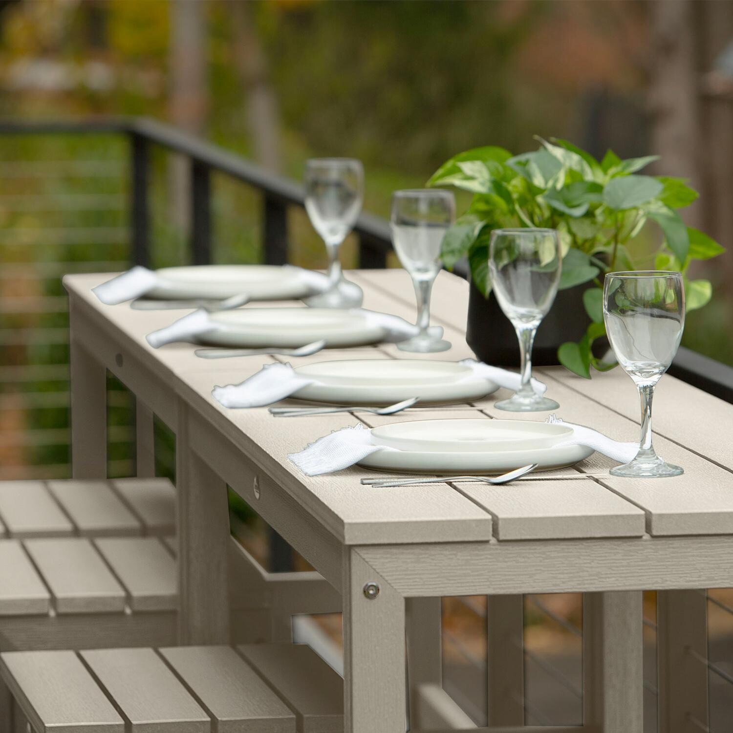 Lakeview Audubon 6 Pc Recycled Plastic Counter Height Balcony Dining Bar Set in Whitewash - Up Close - Lifestyle thumbnail