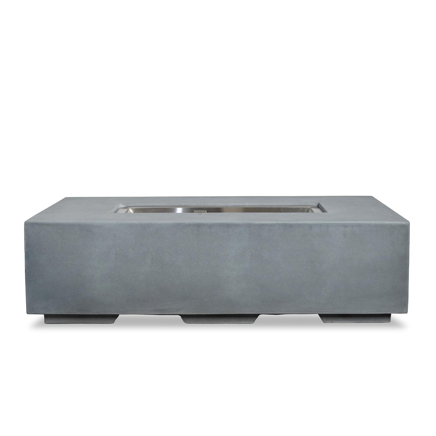 Glenwood 55-in Rectangular Concrete Propane Fire Pit in Natural Gray by Lakeview Outdoor Designs - Glass Wind Guard Removed - Off - White Background thumbnail