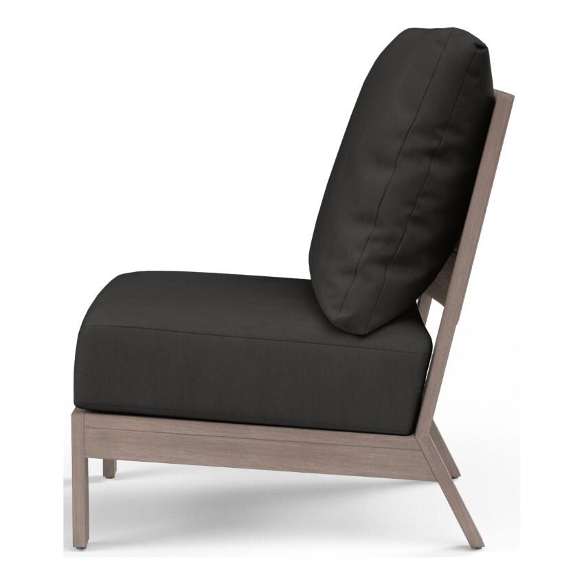 Laguna Aluminum Armless Club Chair w/ No Welt in Driftwood/Spectrum Carbon by Sunset West - Side View - White Background thumbnail