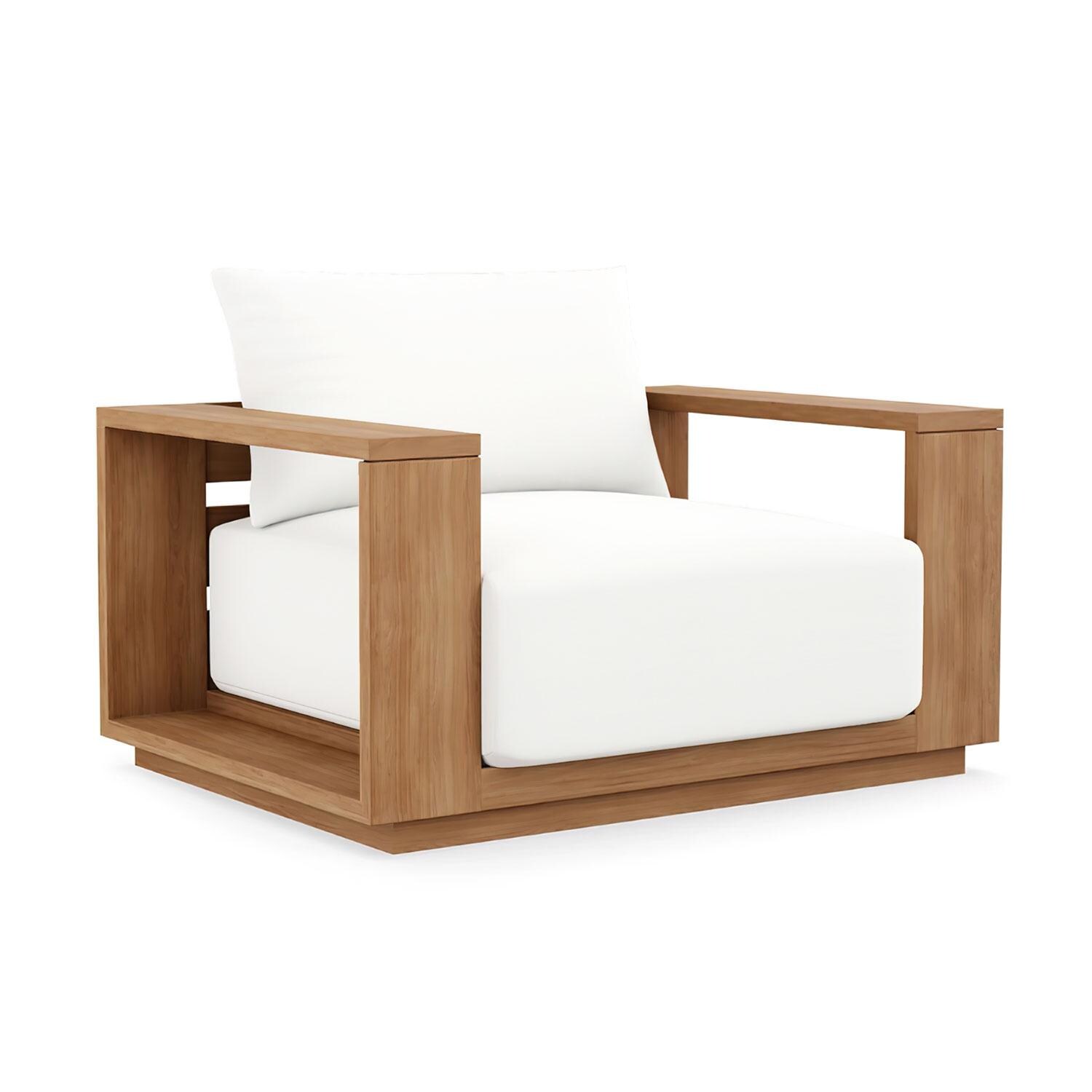Bellawood Teak Luxe Club Chair in Natural by Lakeview Outdoor Designs - Angled - White Background thumbnail