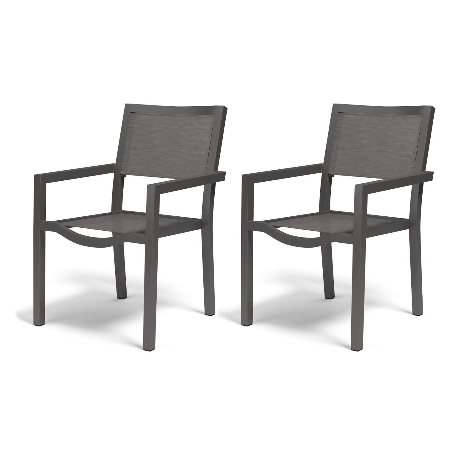 Sunset West - 1201-1 (2) - Vegas 2 Piece Aluminum Stackable Patio Sling Dining Chair Set W/ Textilene Graphite Slings thumbnail