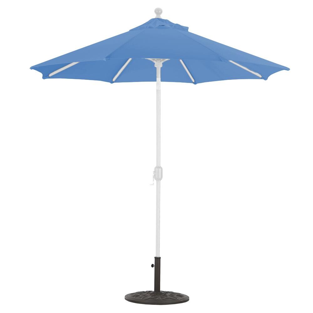 Galtech 7.5 Ft. Octagonal Aluminum Patio Market Umbrella W/ Crank Lift And Deluxe Auto Tilt - White Frame W/ Sunbrella Canvas Pacific Blue Canopy