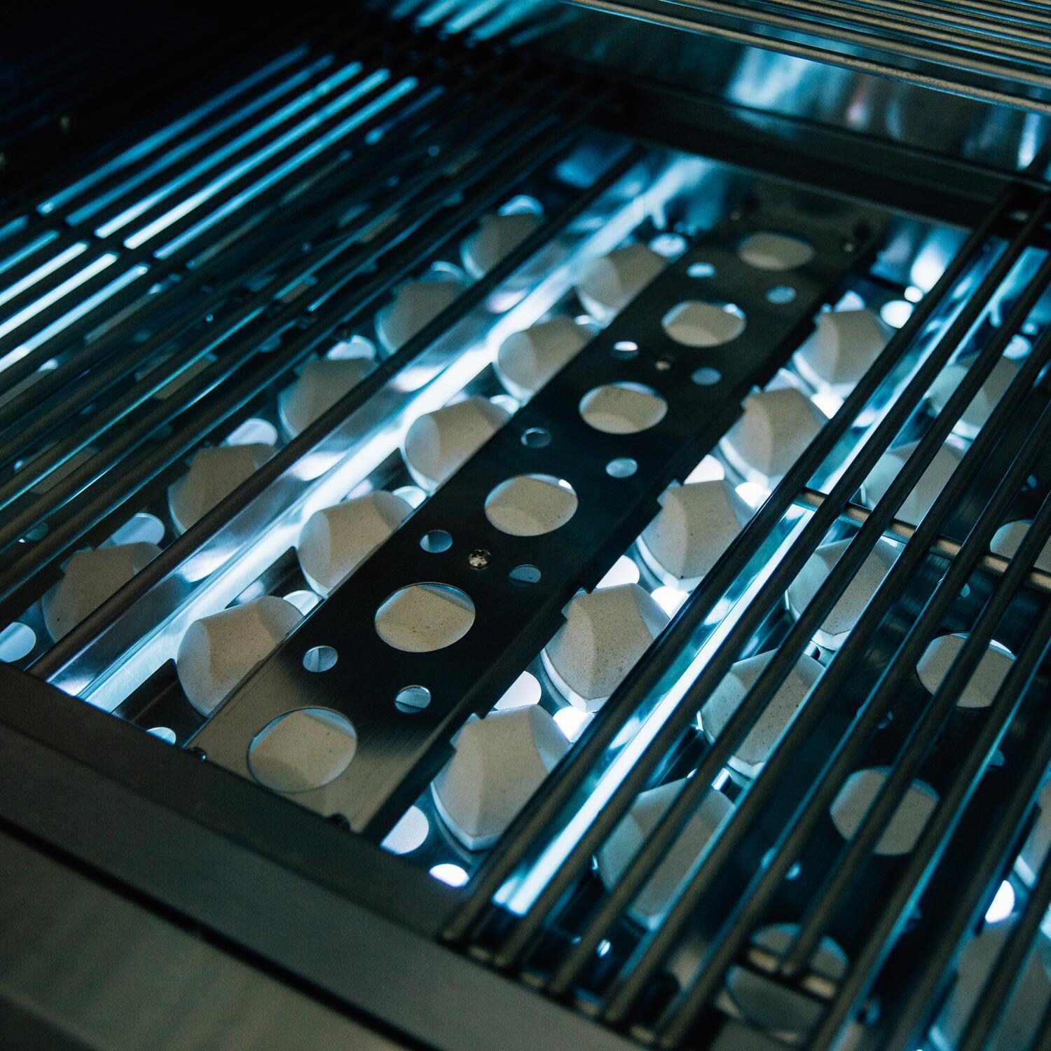 Summerset SIZPRO40-NG Sizzler Pro 40-Inch 5-Burner Natural Gas Grill With Rear Infrared Burner - Interior Lit thumbnail