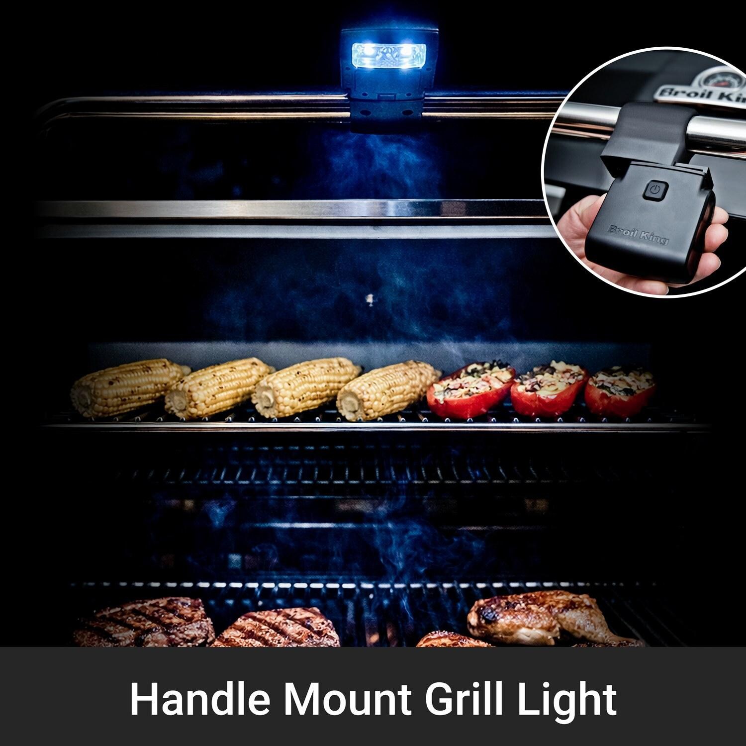 Broil King 958944 Regal S 590 PRO IR 5-Burner Propane Gas Grill With Rotisserie & Infrared Side Burner - Stainless Steel - Handle Mount Grill Light - Detail thumbnail