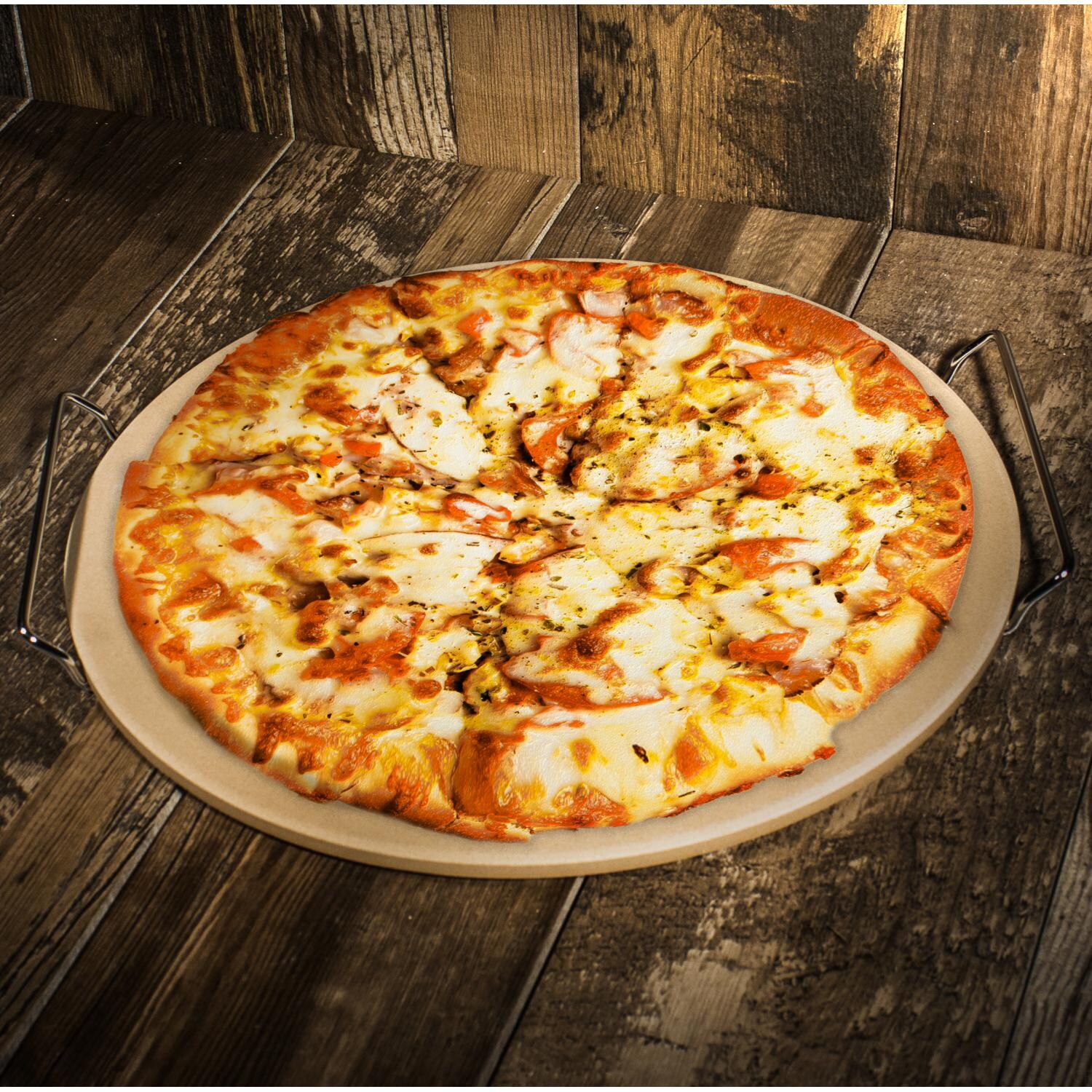 15-Inch Pizza Stone With Wire Frame