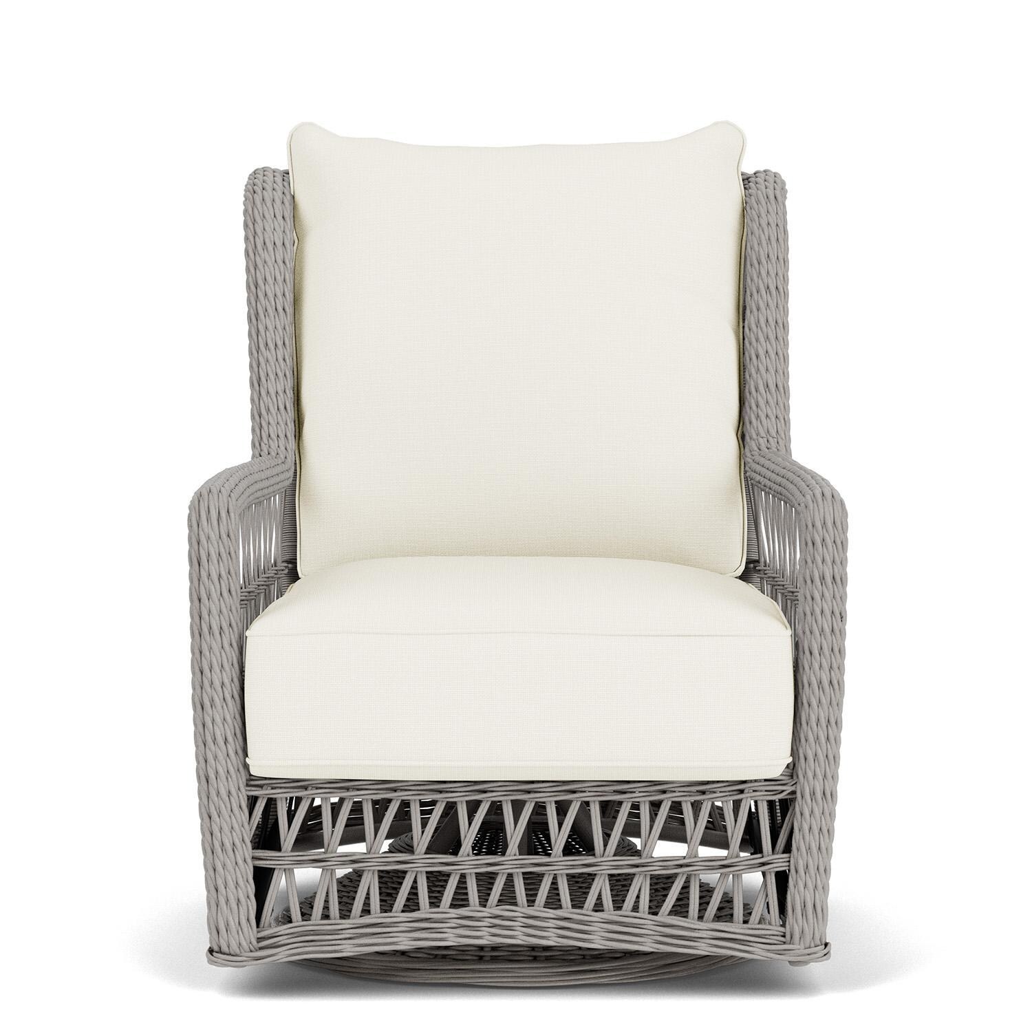 Lloyd Flanders Mackinac High Back Swivel Glider Lounge Chair in Putty Finish with Sailcloth Salt Fabric thumbnail