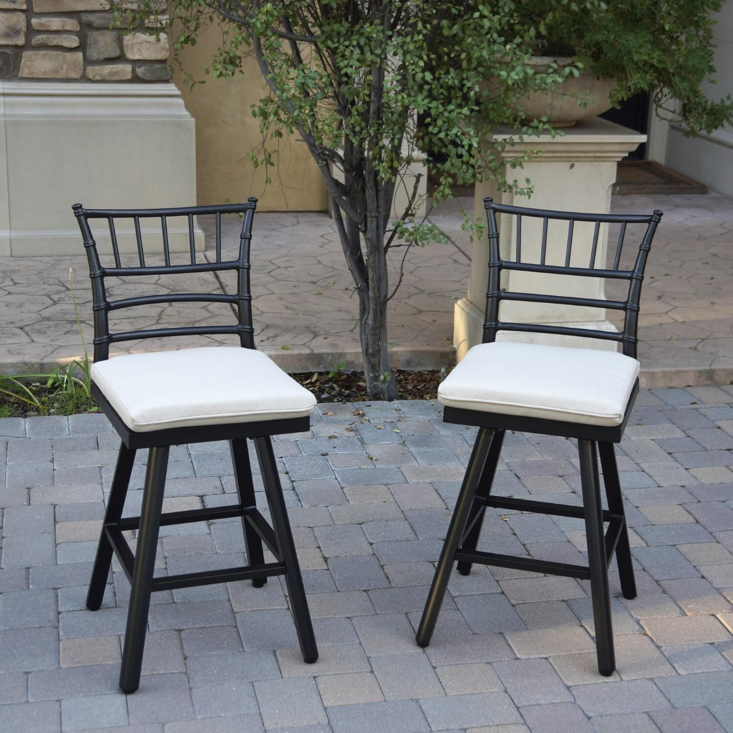 Bella 2 Pc Aluminum Swivel Counter Height Bar Stool Set in Beige/Dark Brown by Darlee