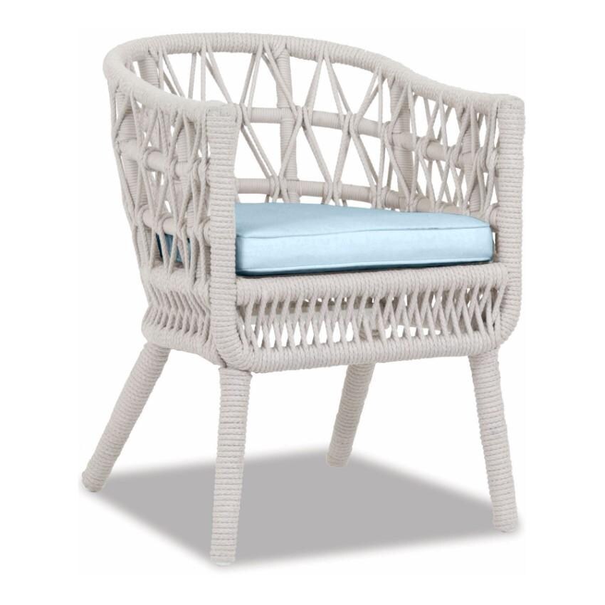 Dana Woven Rope Dining Arm Chair w/ Self Welt in Natural/Canvas Skyline by Sunset West