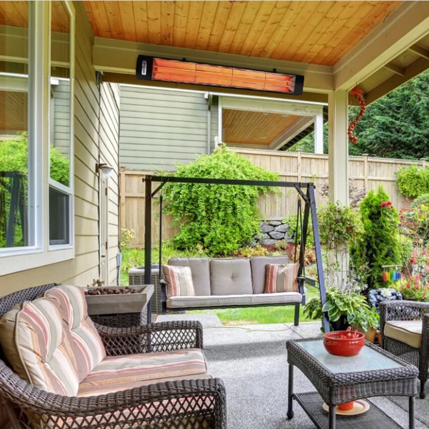 Eurofase EF60208B 61-Inch 6000 Watt Dual Element 208V Electric Infrared Patio Heater In Black - Lifestyle thumbnail